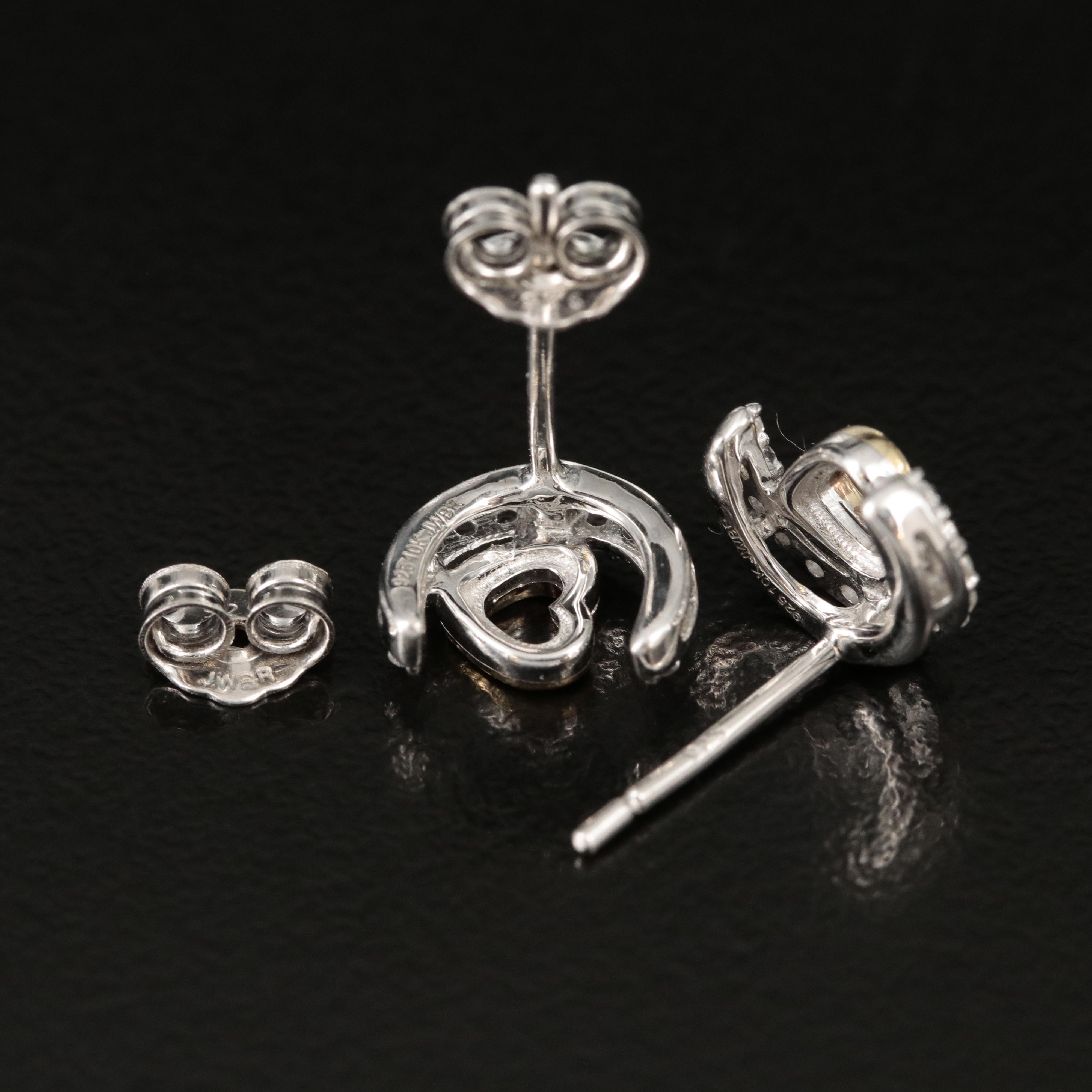 Sterling Sapphire Stud Earrings with 10K Accents