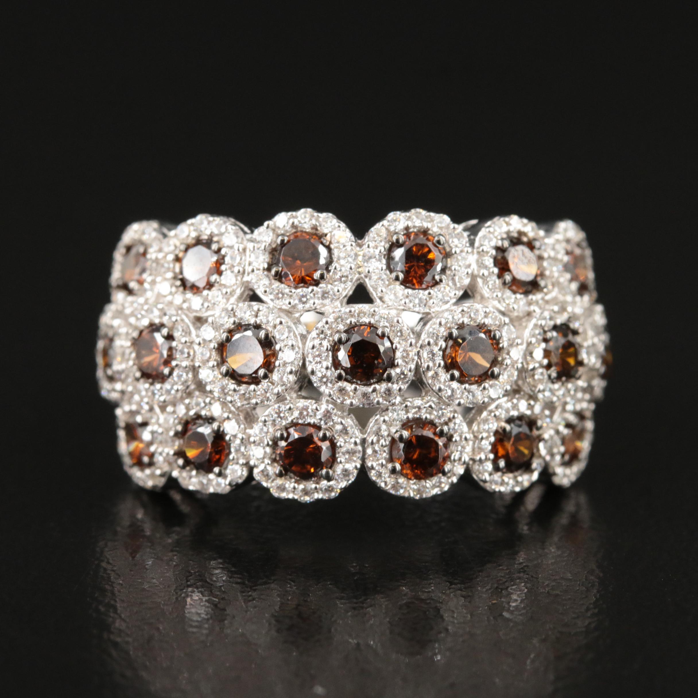 Sterling Cubic Zirconia Multi-Row Band