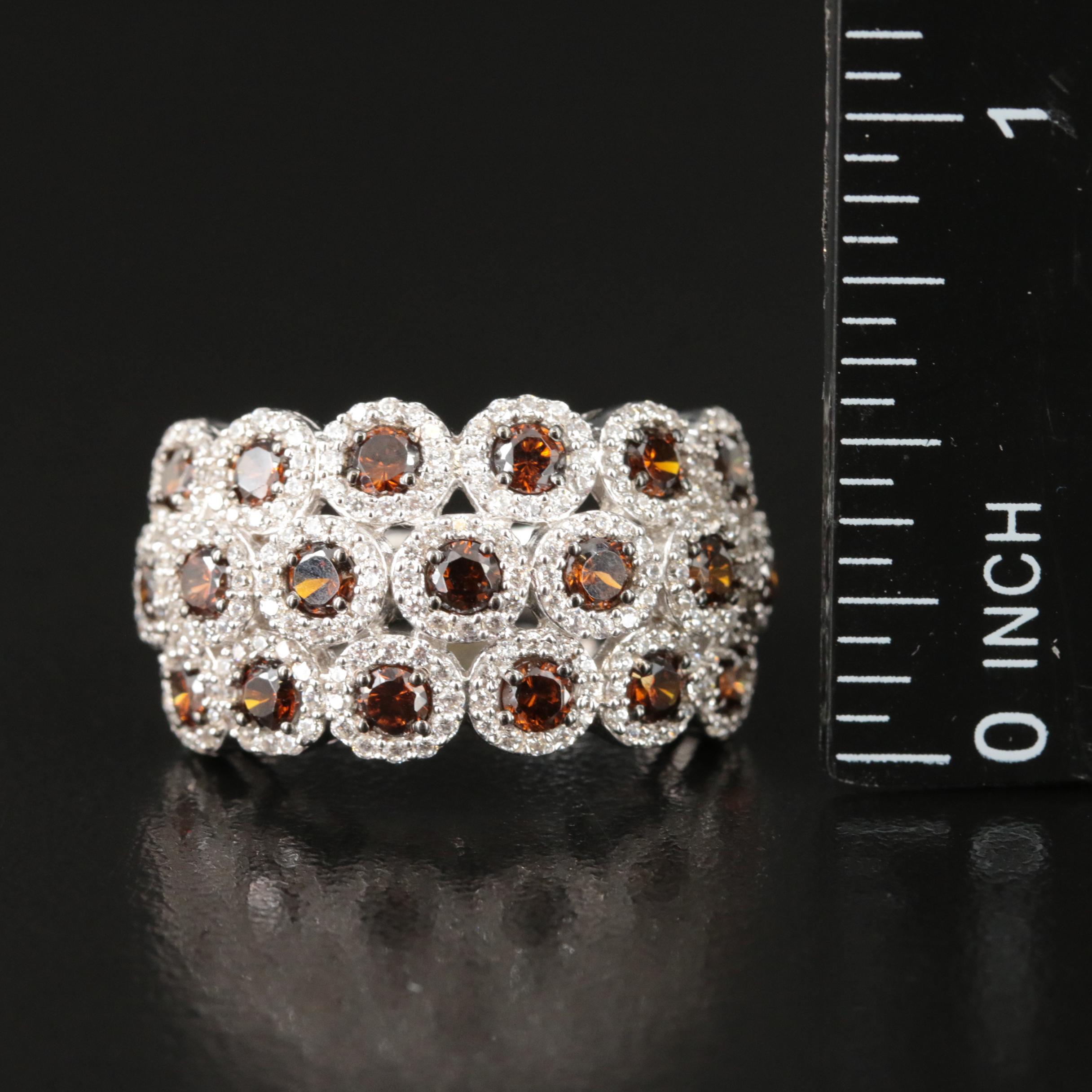 Sterling Cubic Zirconia Multi-Row Band