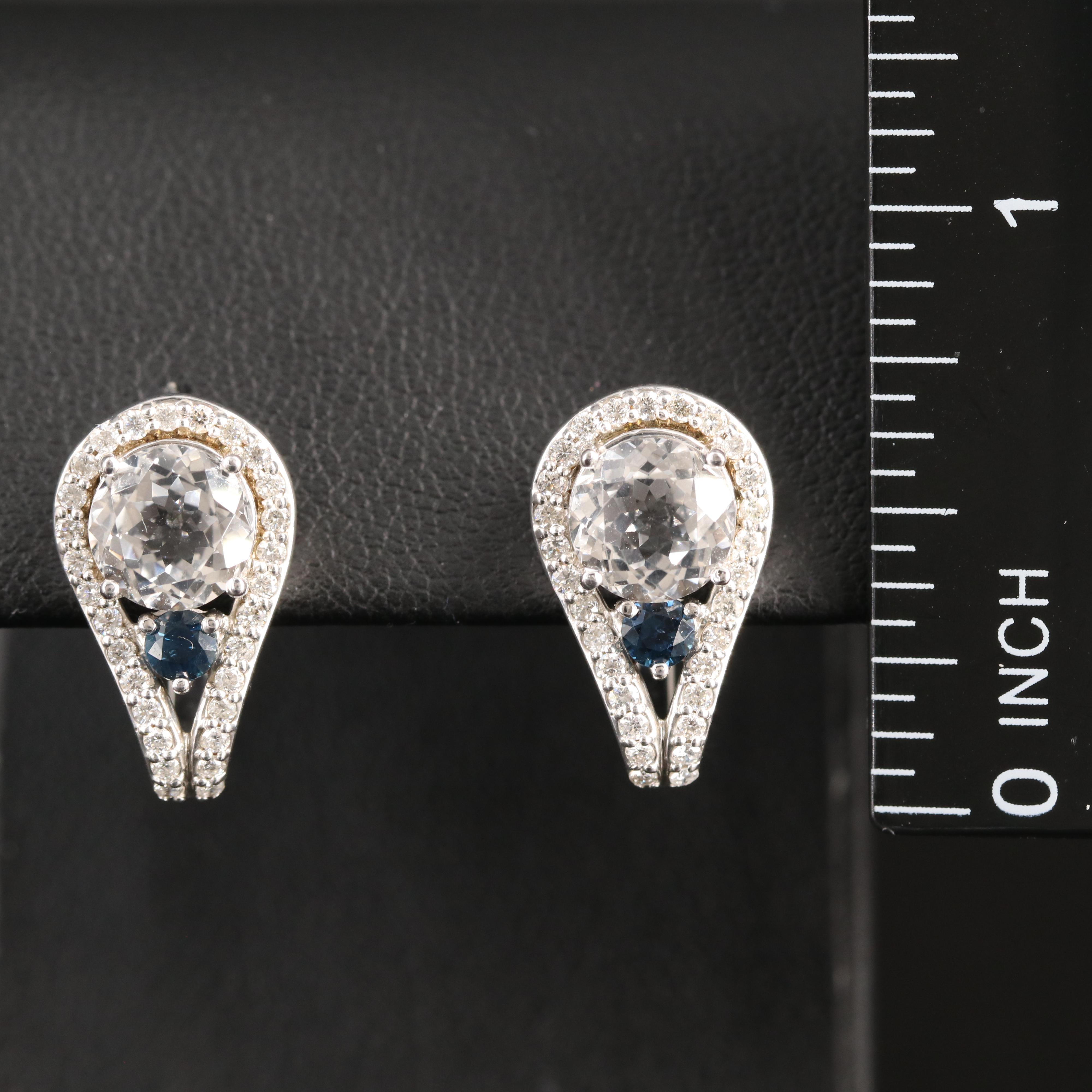 Sterling Sapphire, White Sapphire and Diamond Earrings