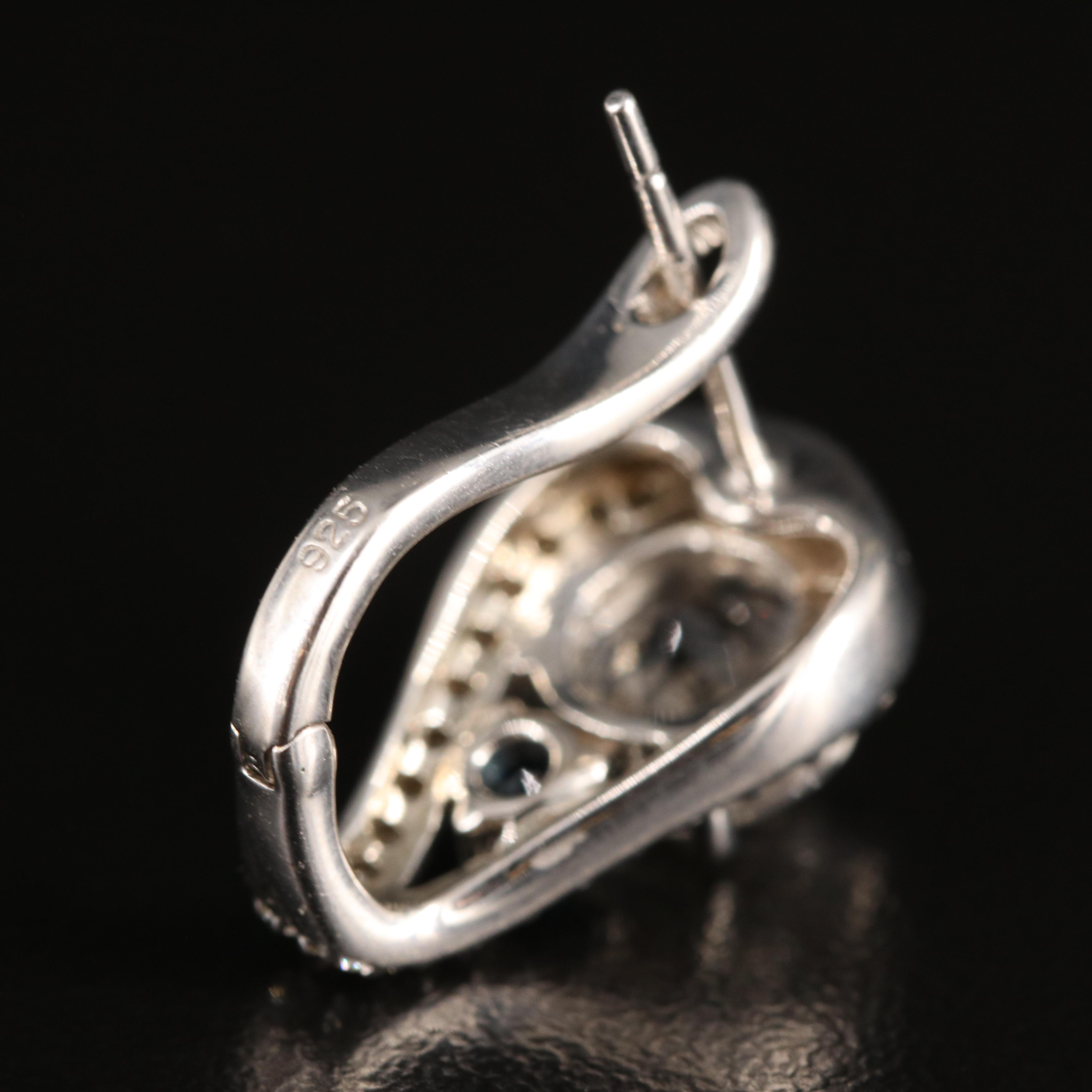 Sterling Sapphire, White Sapphire and Diamond Earrings