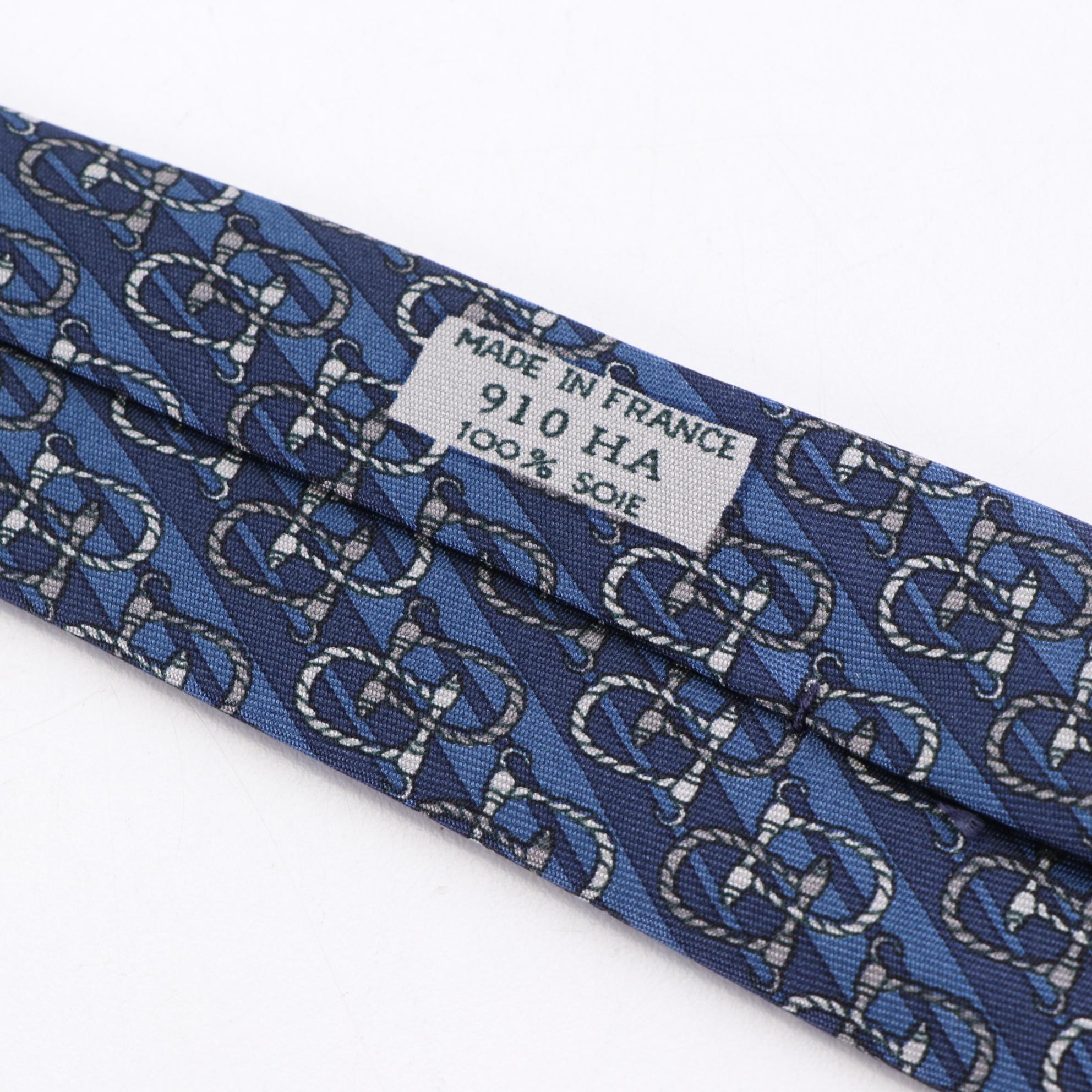 Hermès Patterned Hand-Stitched Silk Twill Neckties