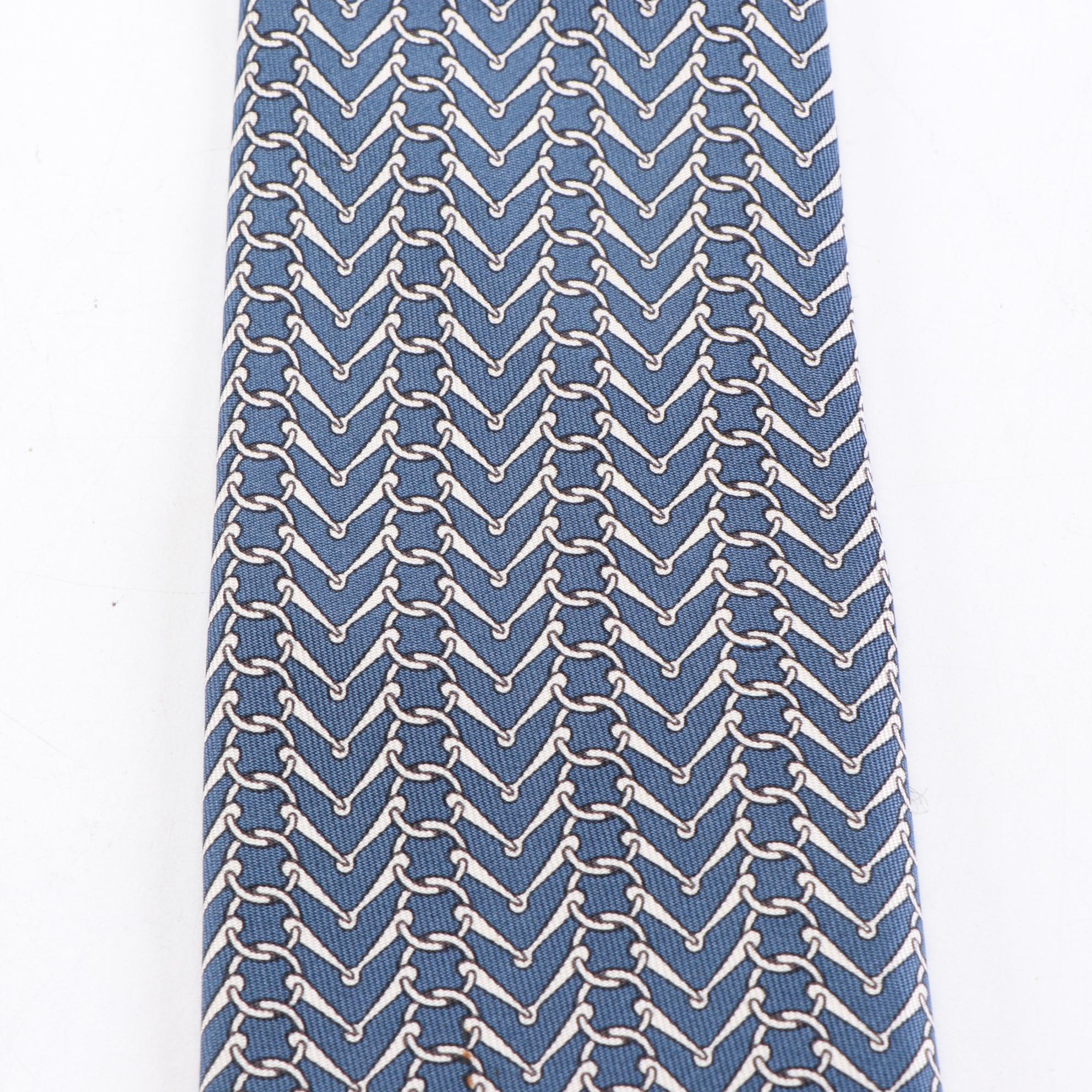 Hermès Patterned Hand-Stitched Silk Twill Neckties