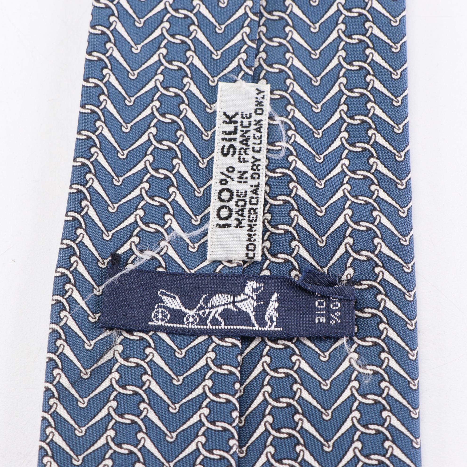 Hermès Patterned Hand-Stitched Silk Twill Neckties