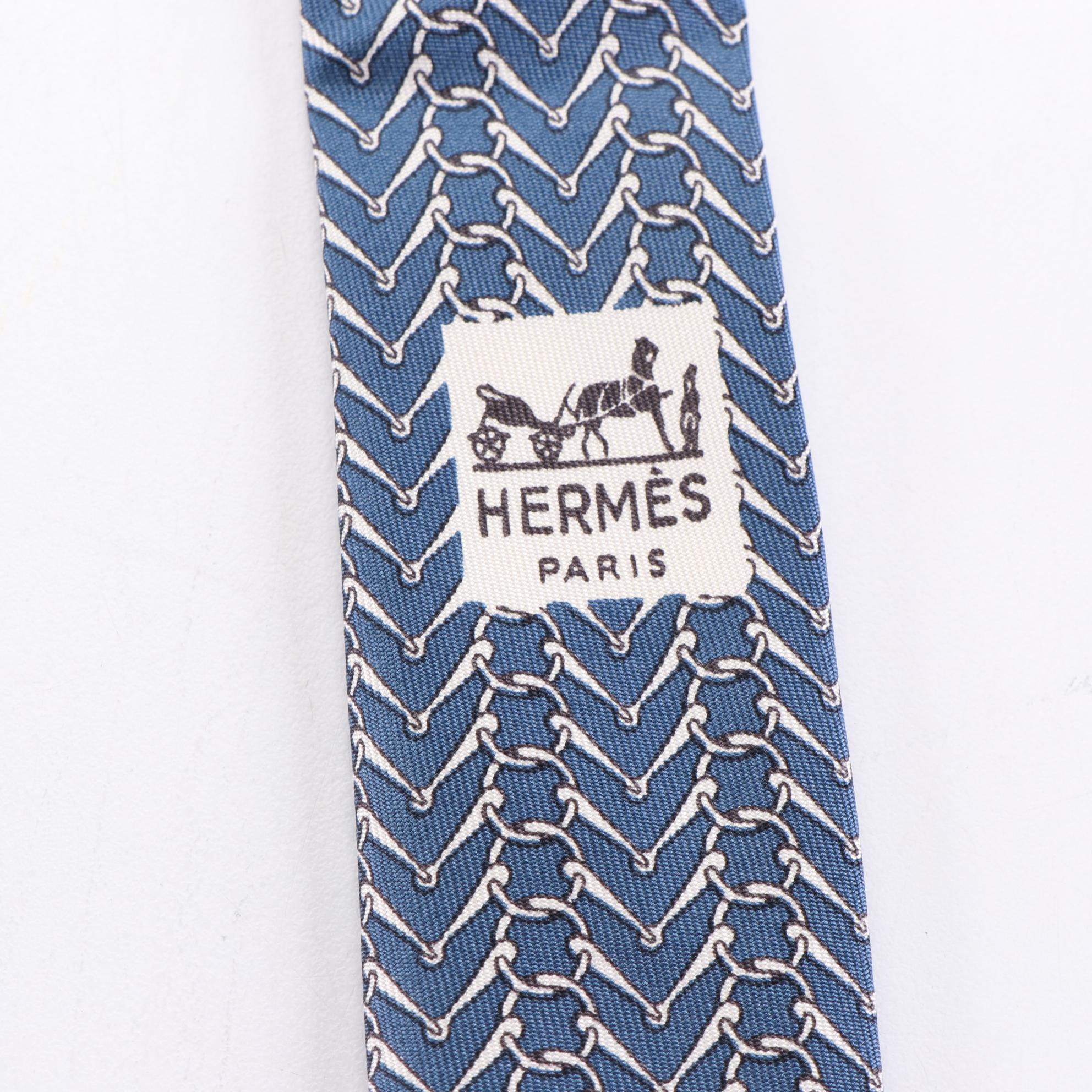 Hermès Patterned Hand-Stitched Silk Twill Neckties