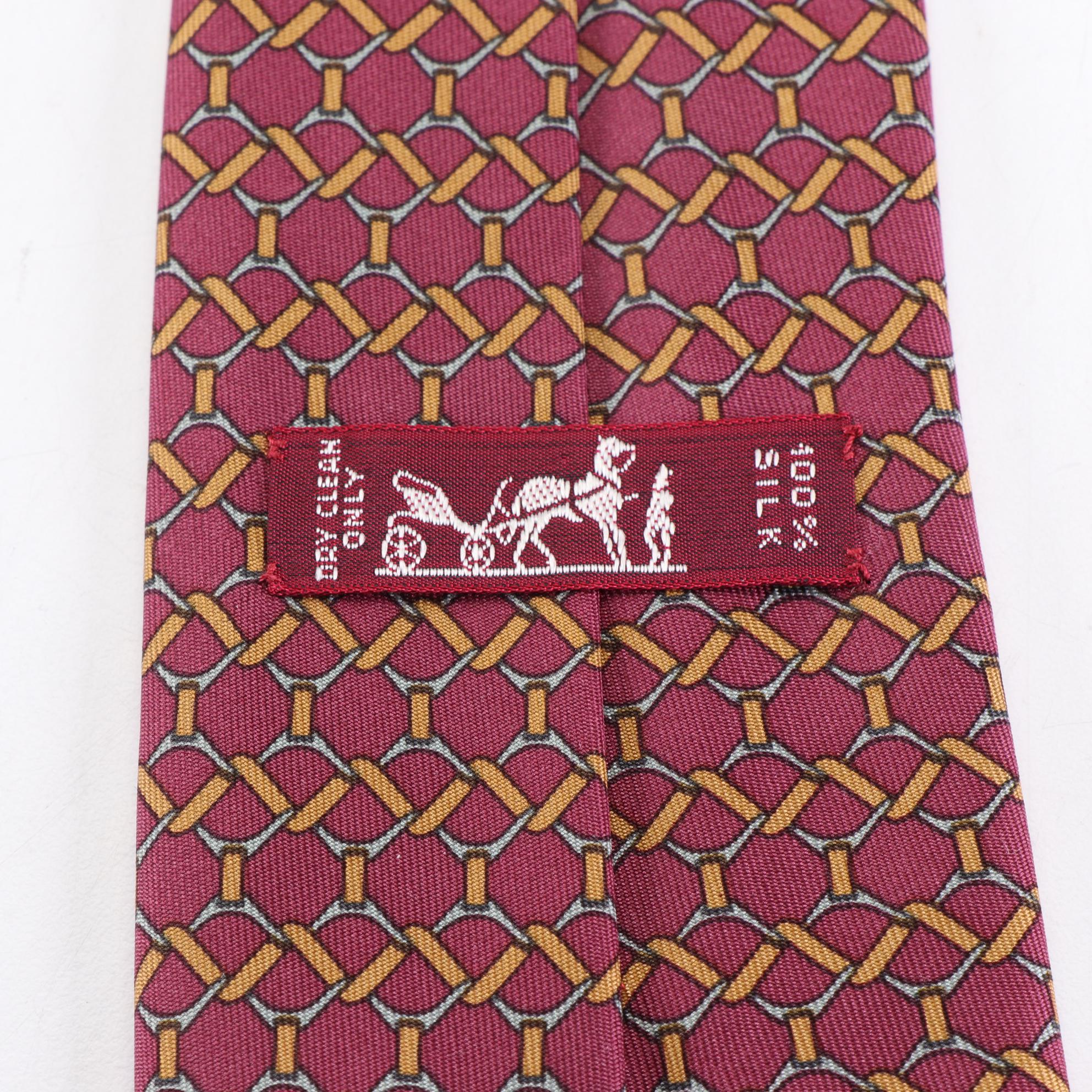Hermès Patterned Hand-Stitched Silk Twill Neckties