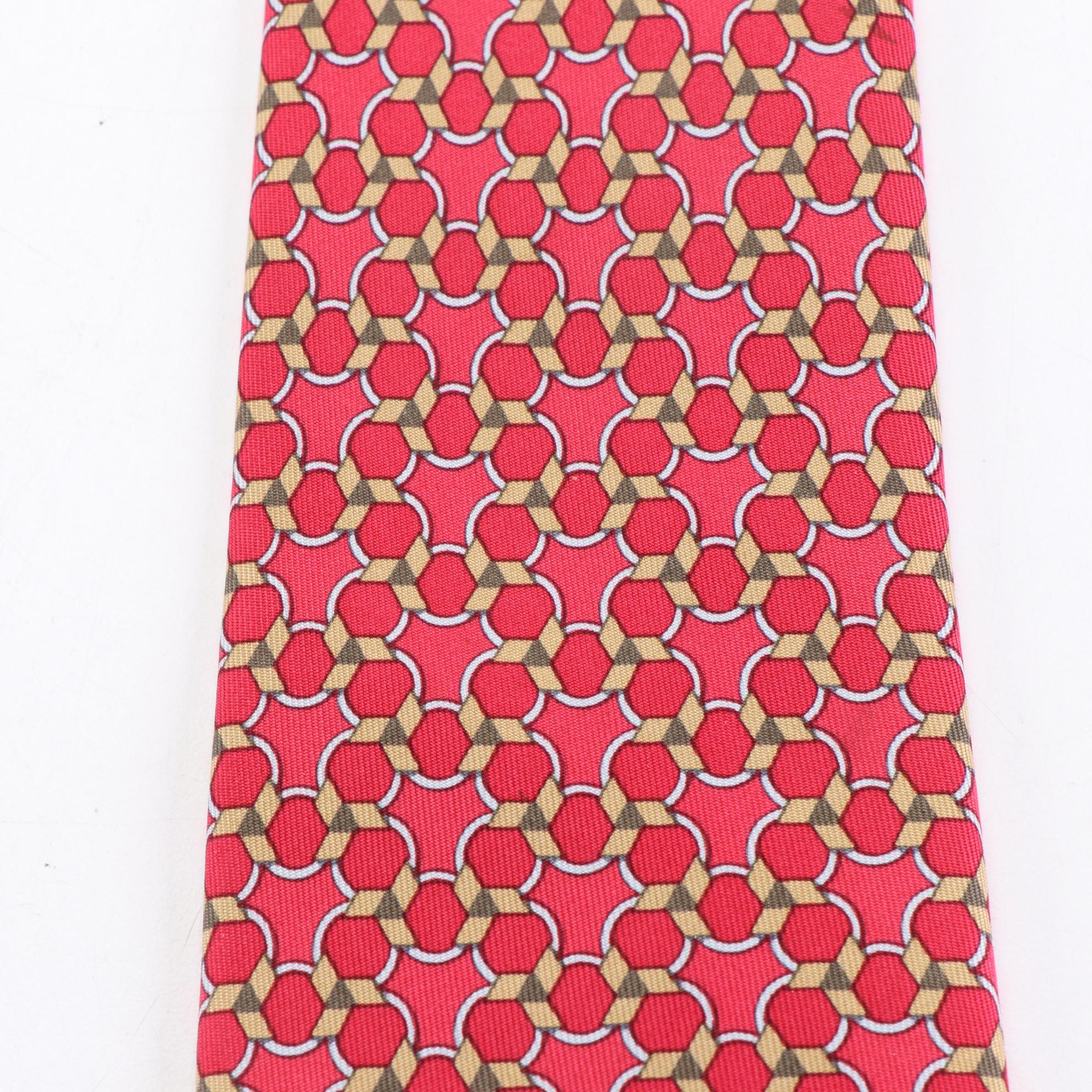 Hermès Patterned Hand-Stitched Silk Twill Neckties