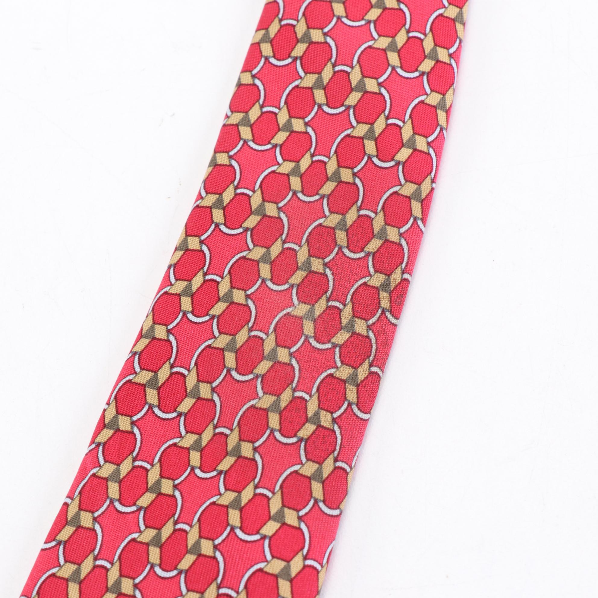 Hermès Patterned Hand-Stitched Silk Twill Neckties