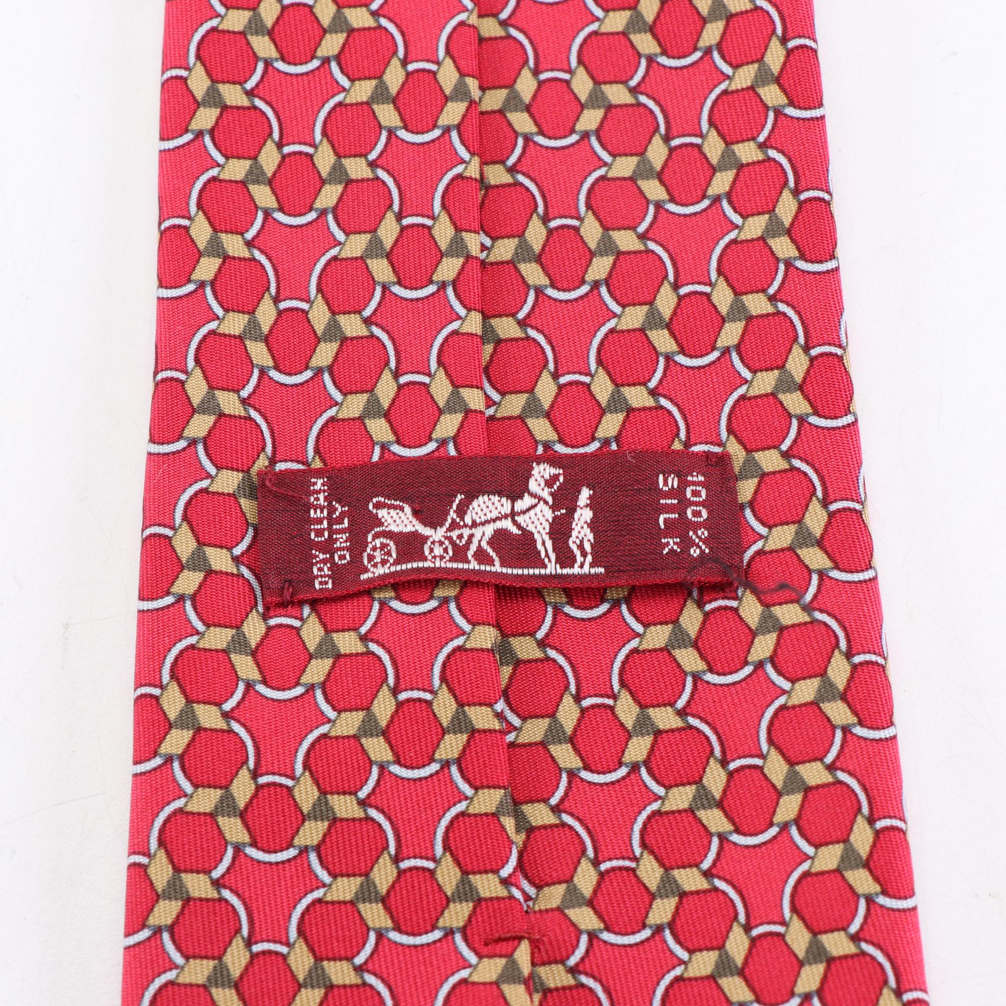Hermès Patterned Hand-Stitched Silk Twill Neckties