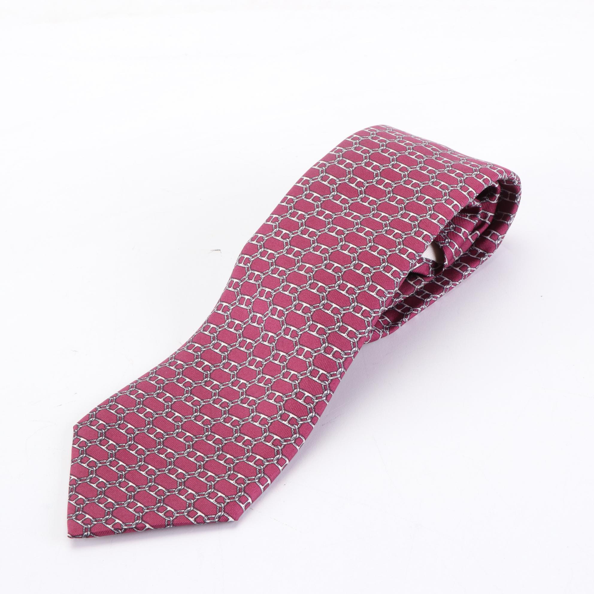 Hermès Patterned Hand-Stitched Silk Twill Neckties