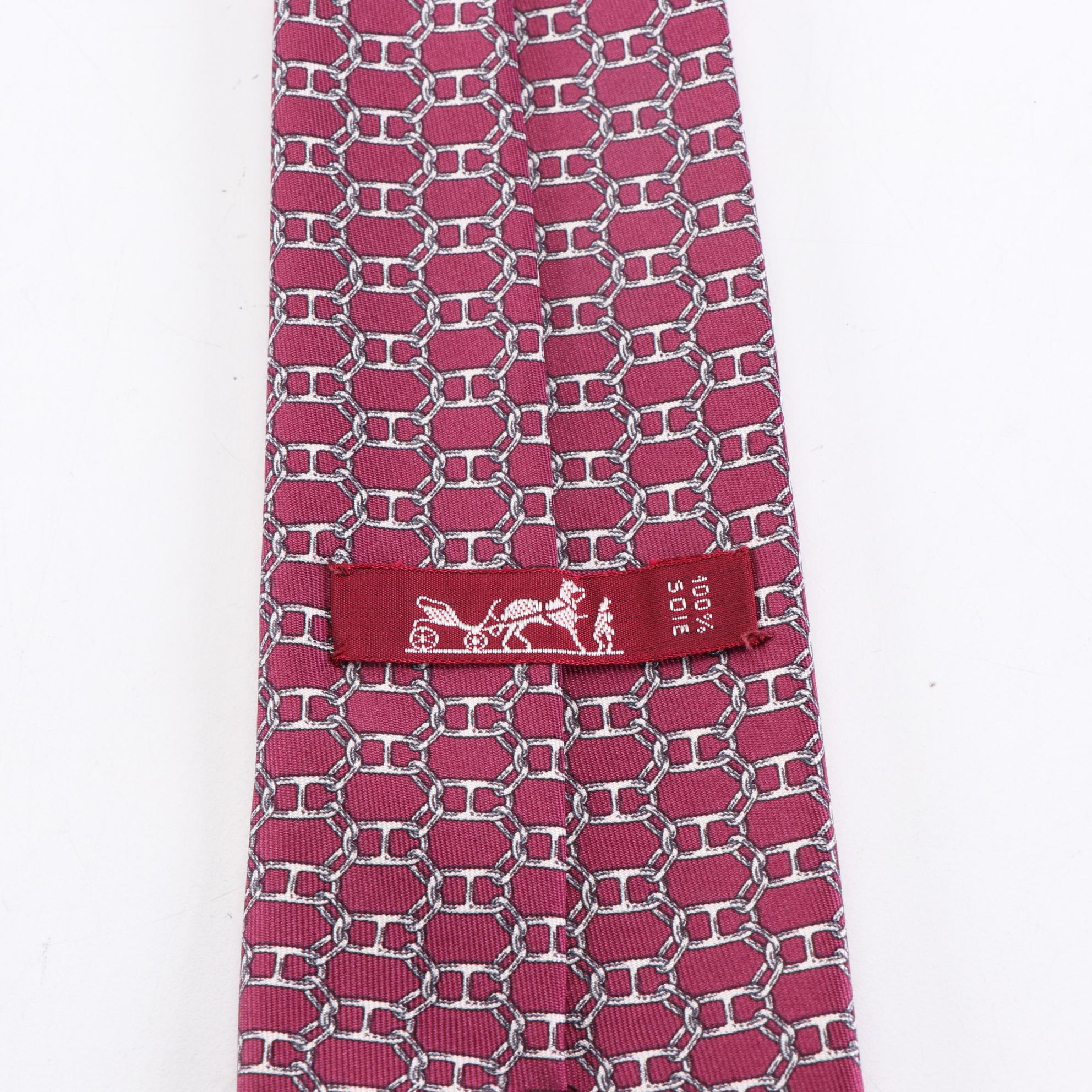 Hermès Patterned Hand-Stitched Silk Twill Neckties