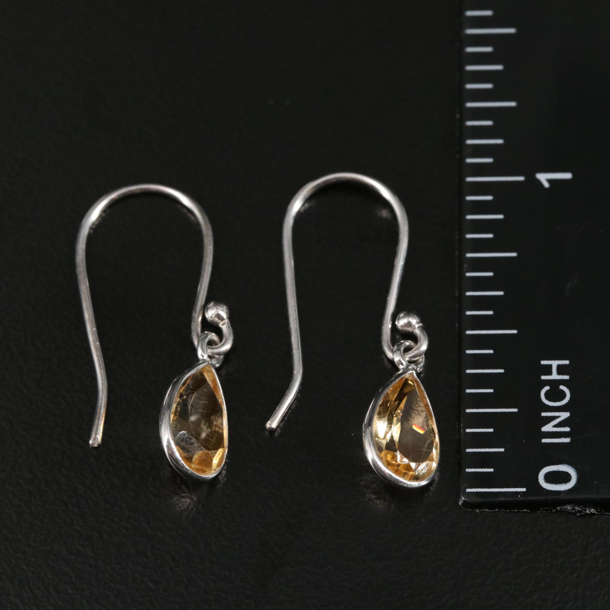 Sterling Citrine Drop Earrings