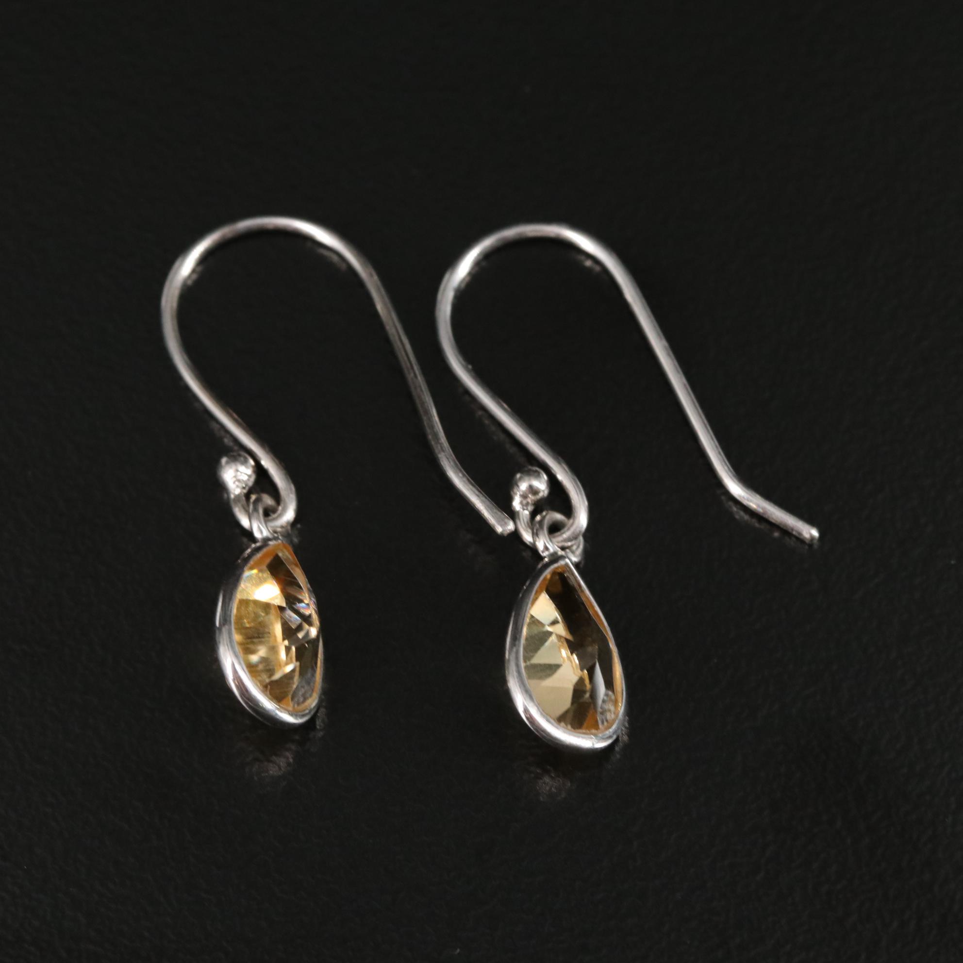 Sterling Citrine Drop Earrings