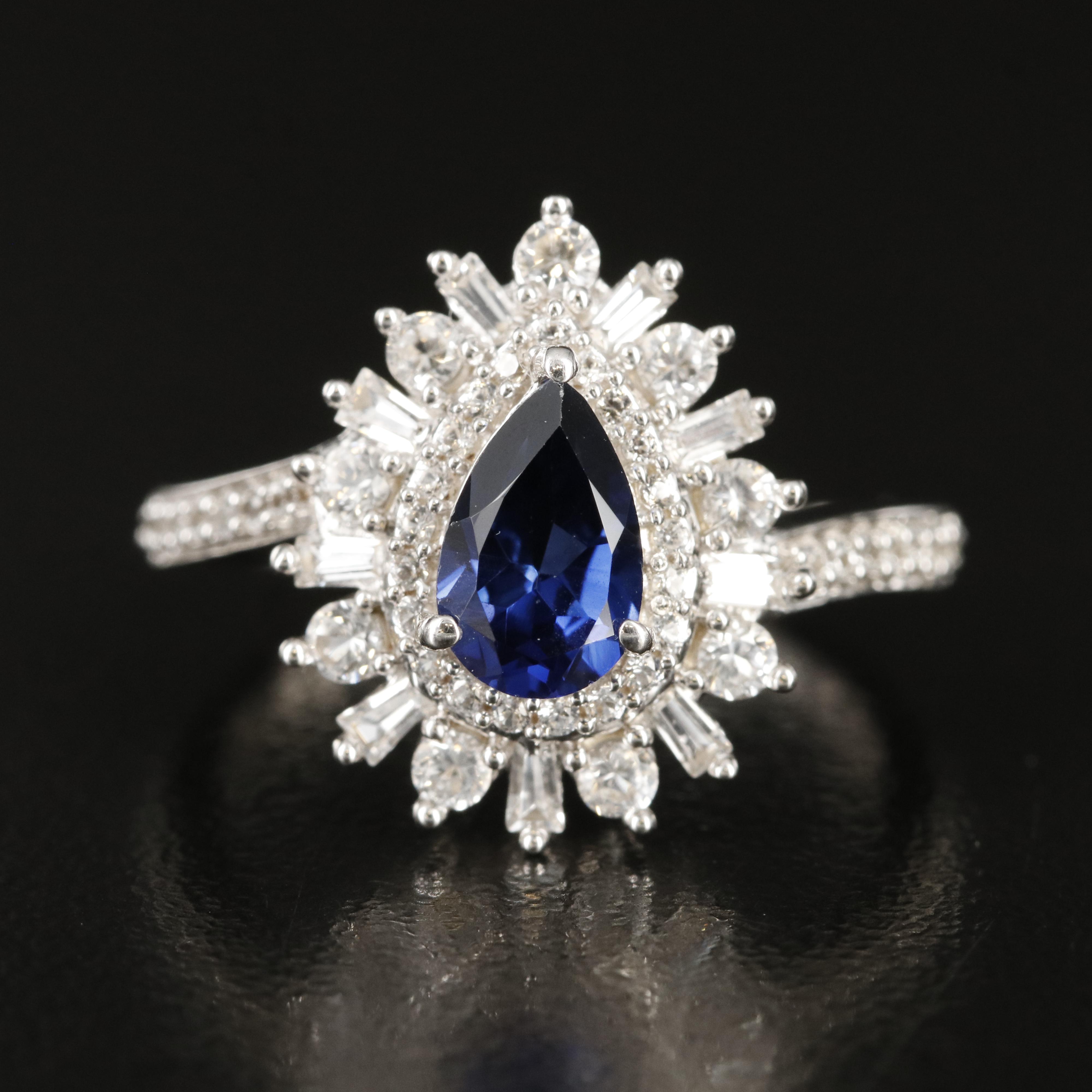 Sterling Sapphire Teardrop Ring