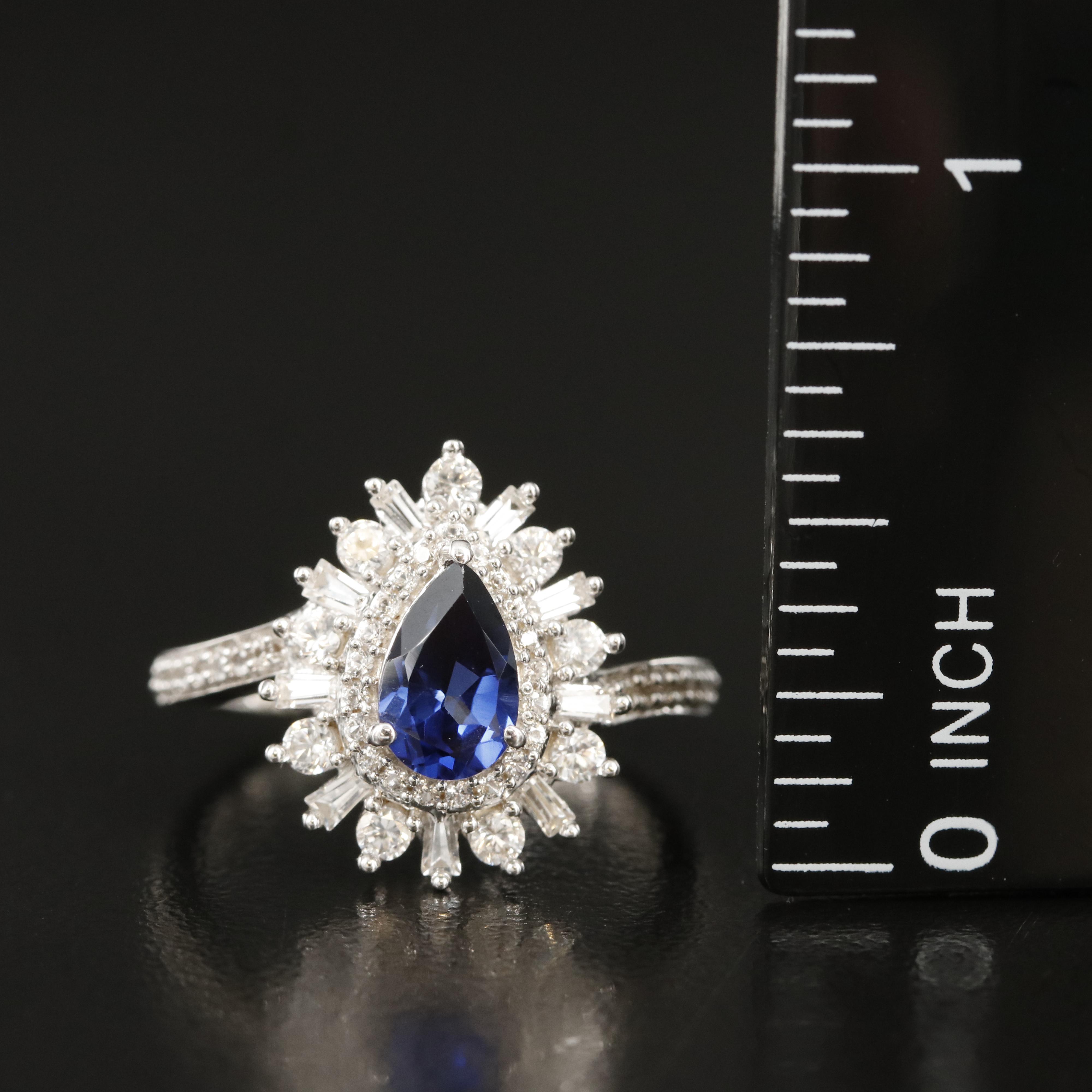 Sterling Sapphire Teardrop Ring