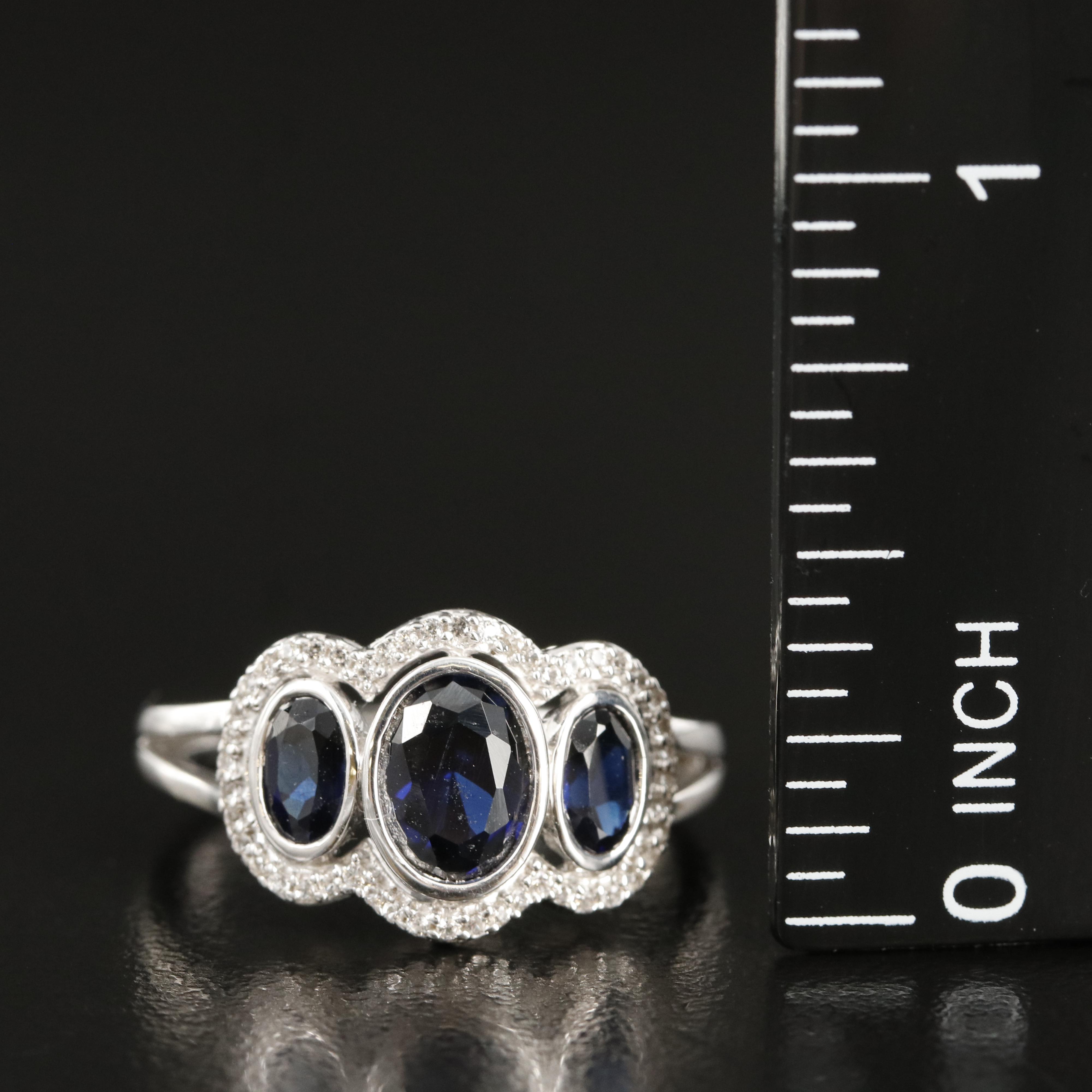 Sterling Sapphire and White Sapphire Ring