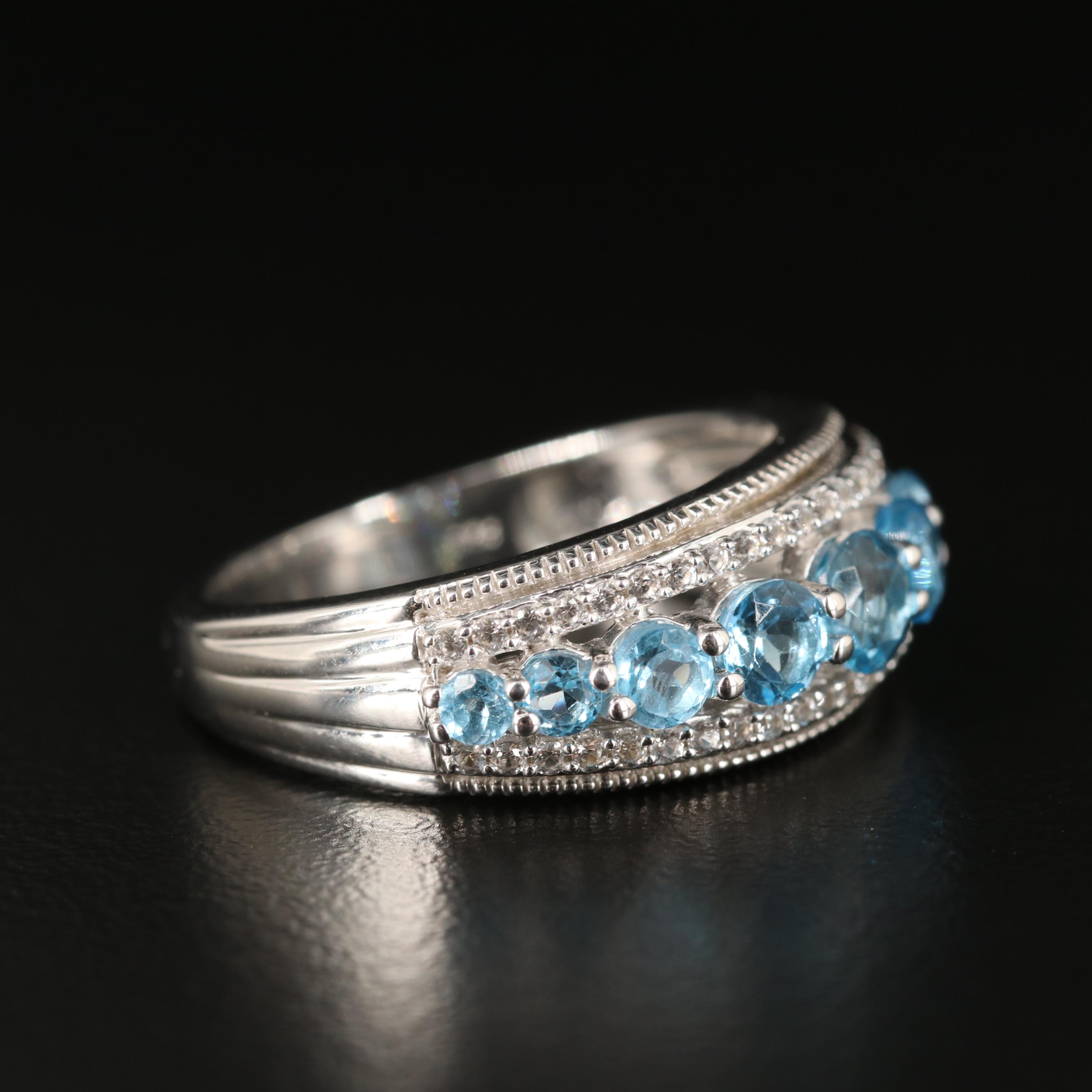 Sterling Sky Blue Topaz and Sapphire Band