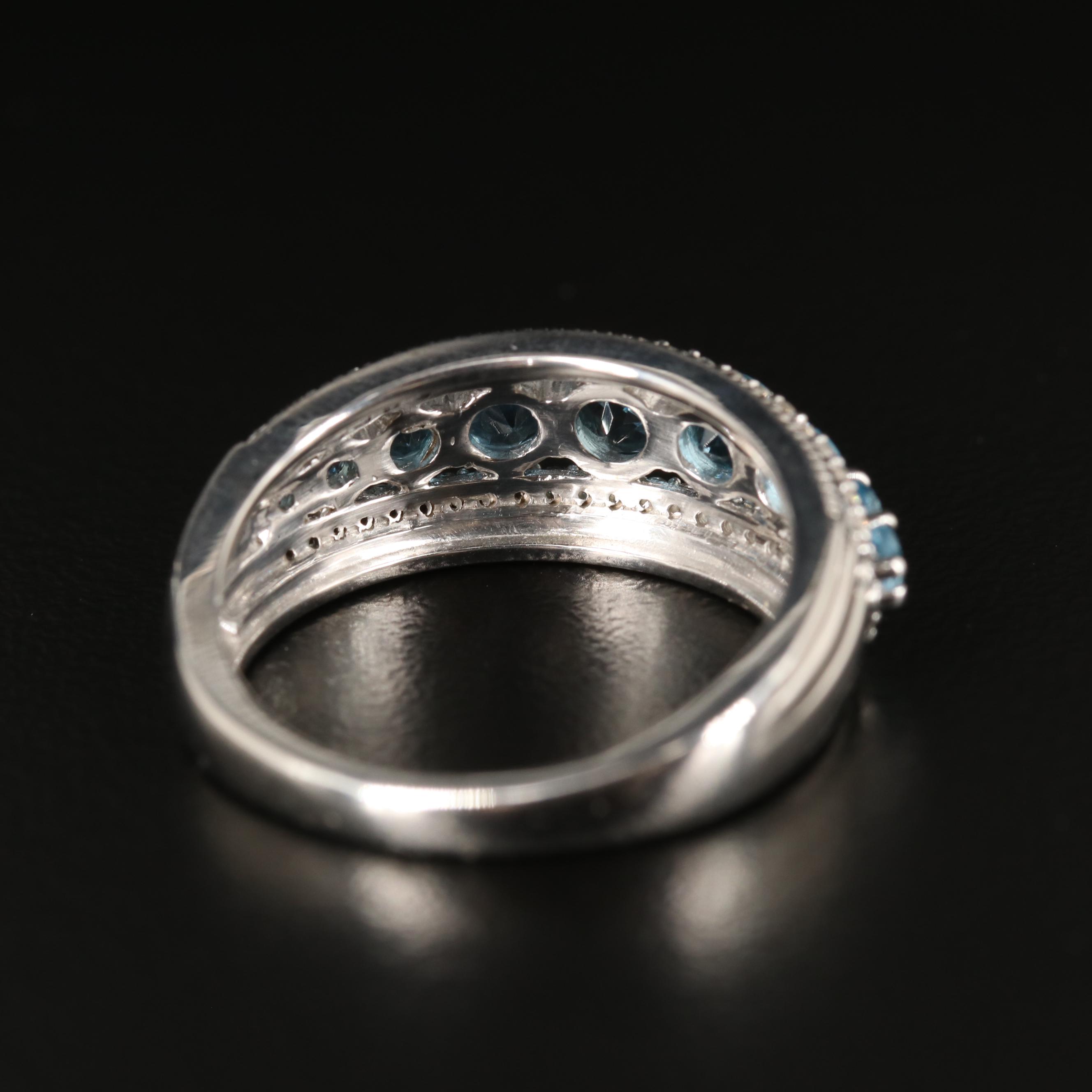 Sterling Sky Blue Topaz and Sapphire Band