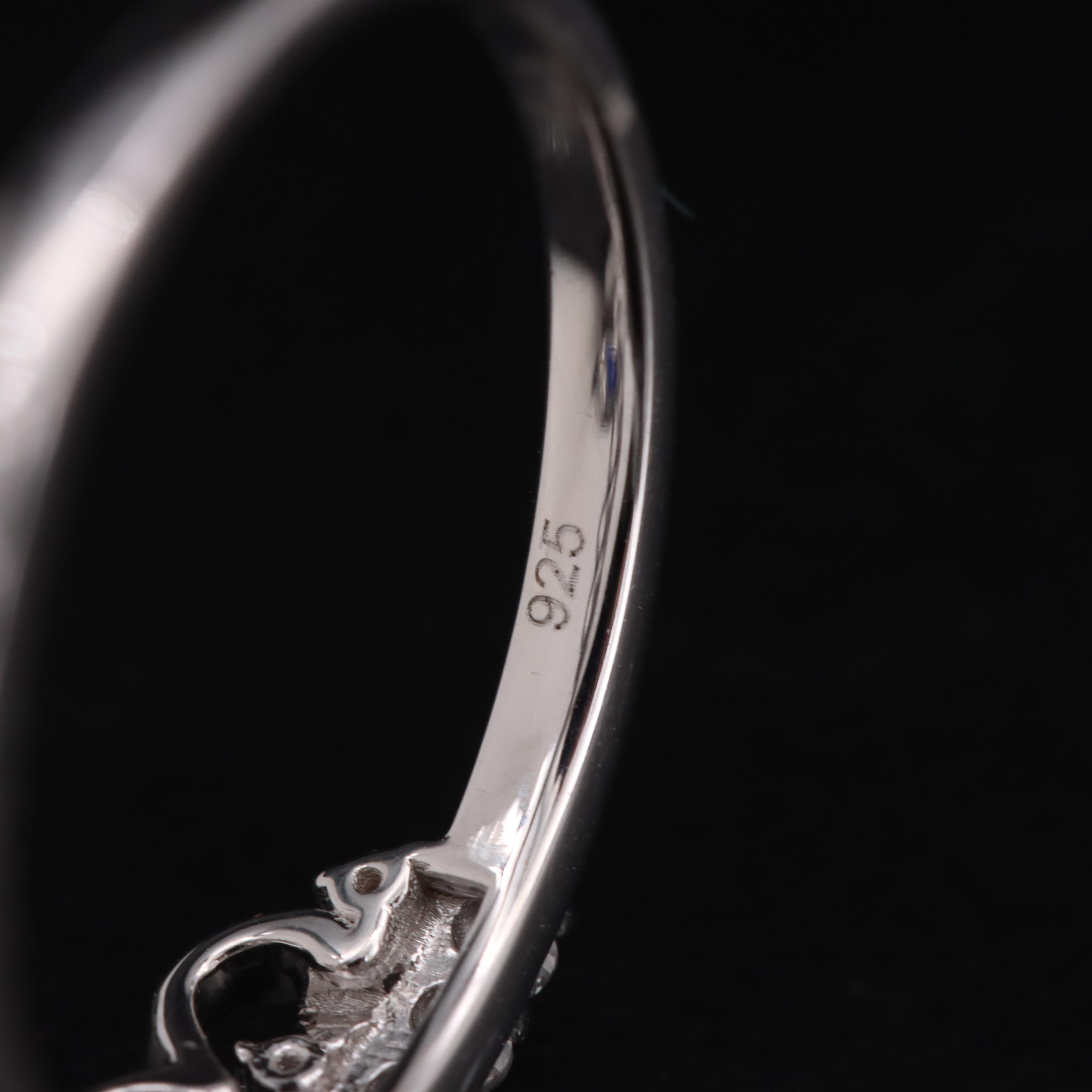 Sterling Sapphire Heart Crown Ring