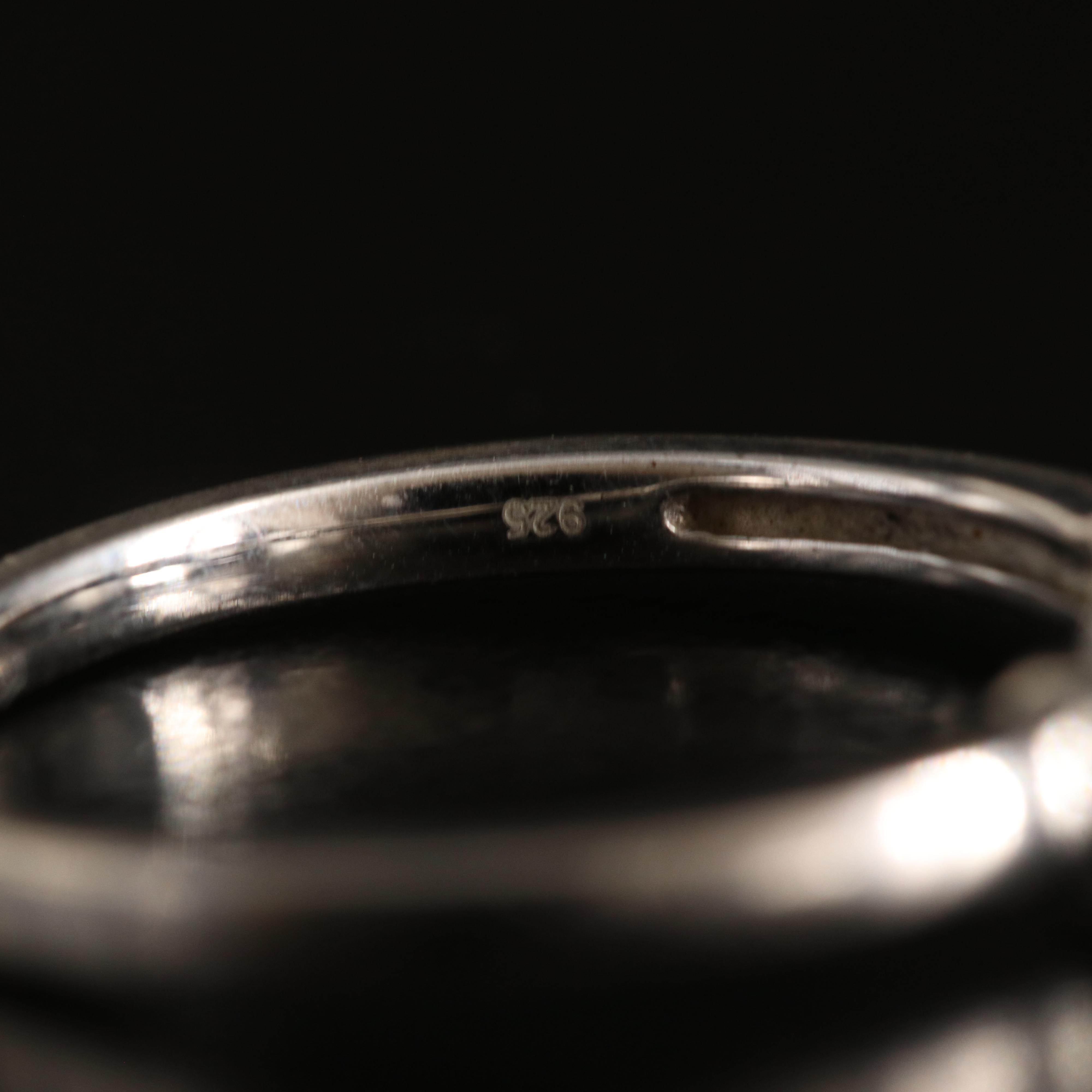 Sterling Sapphire Three Stone Ring