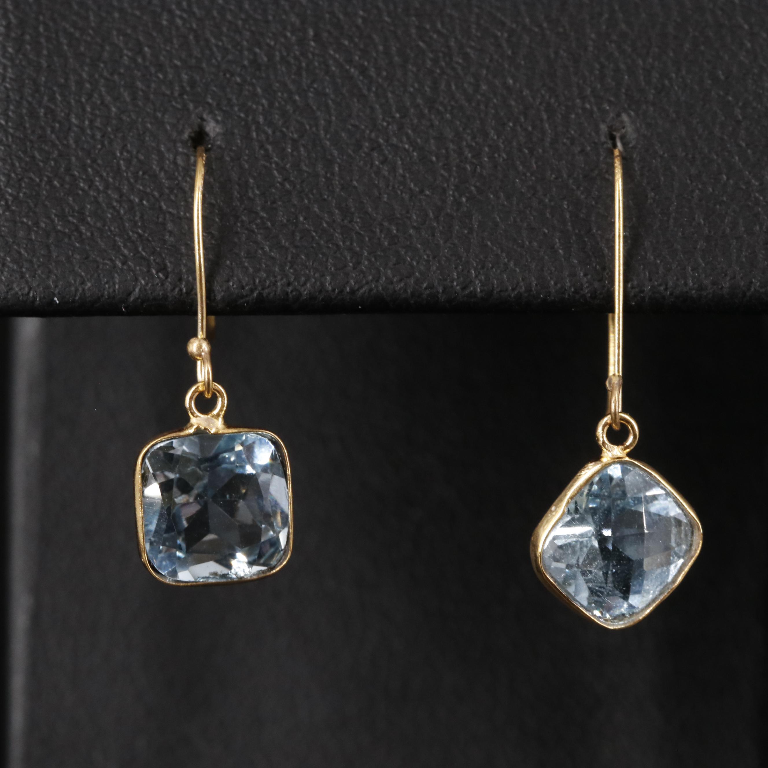 14K Blue Topaz Drop Earrings