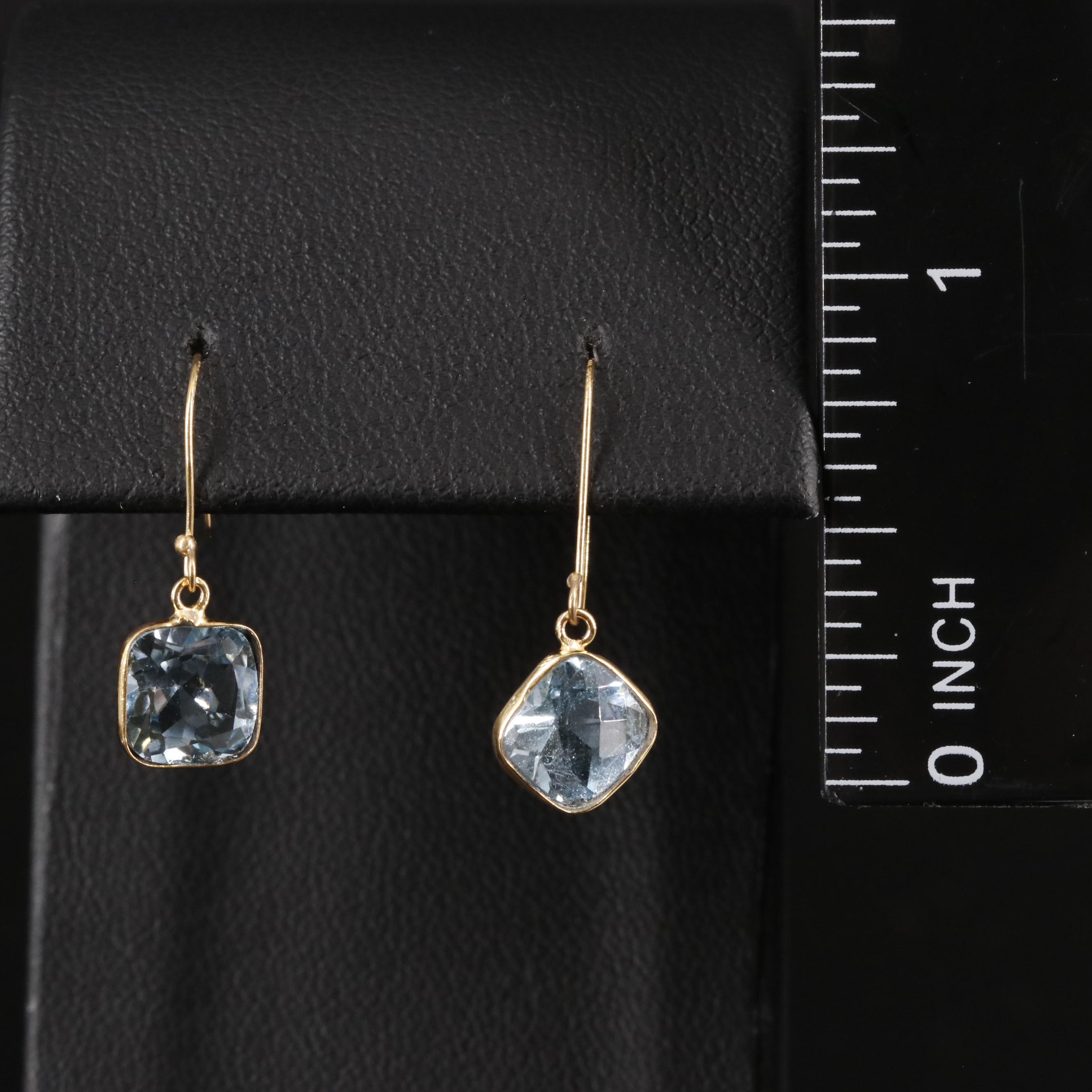 14K Blue Topaz Drop Earrings