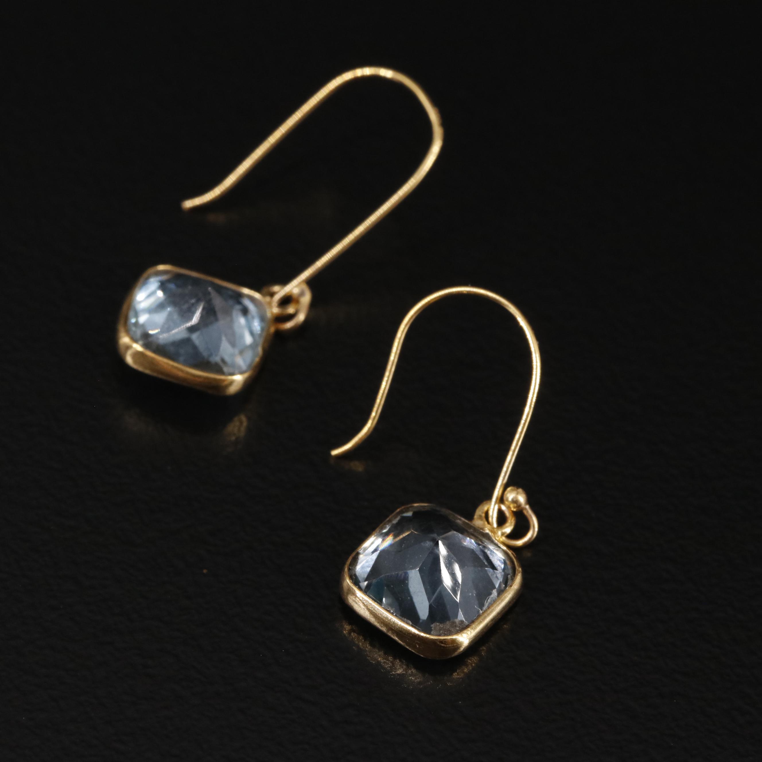 14K Blue Topaz Drop Earrings