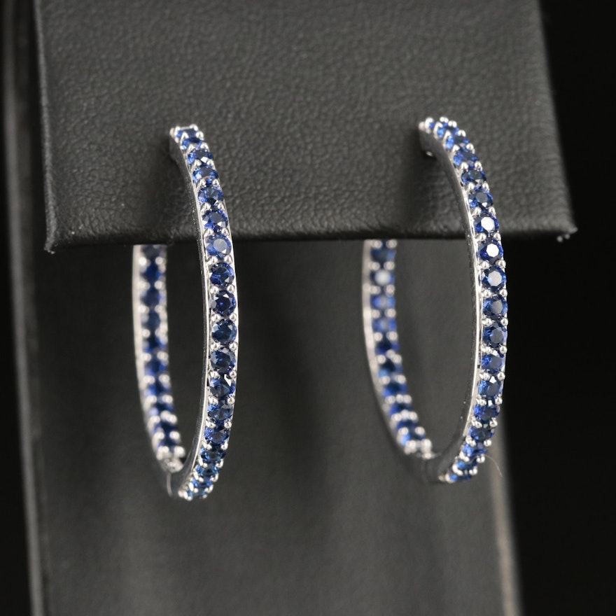 Sterling Sapphire Inside-Out Hoop Earrings