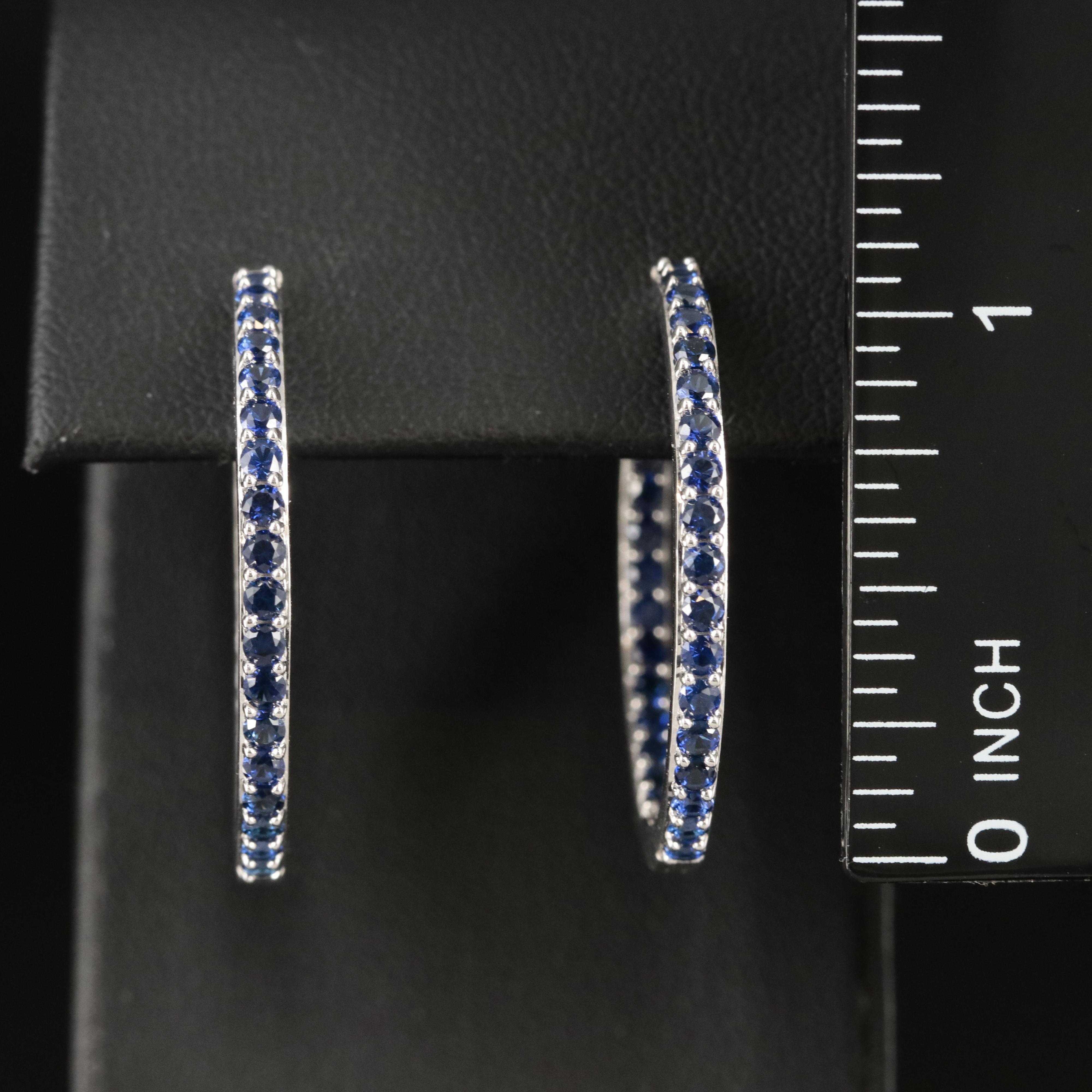 Sterling Sapphire Inside-Out Hoop Earrings