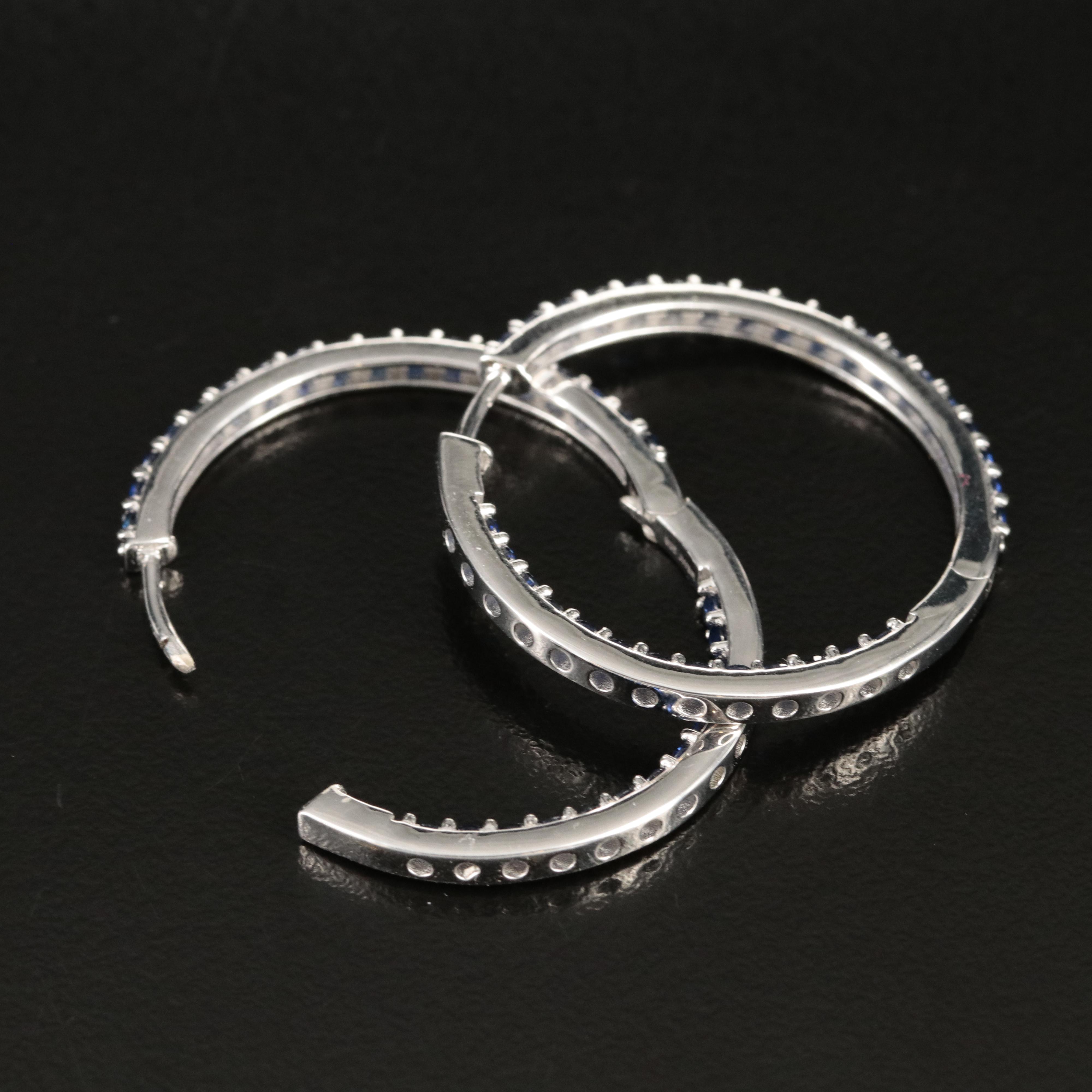 Sterling Sapphire Inside-Out Hoop Earrings