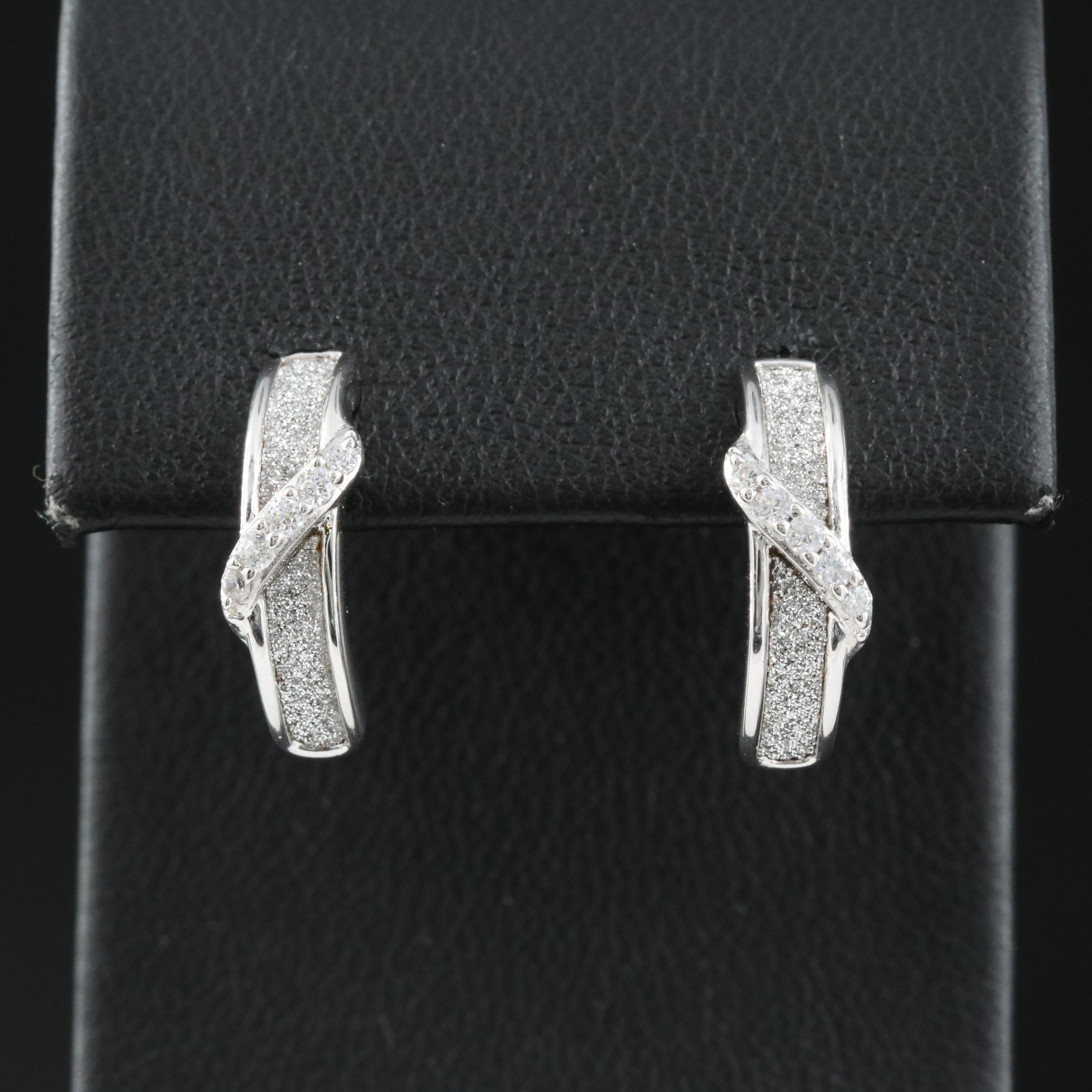 Sterling Cubic Zirconia J Hoop Earrings