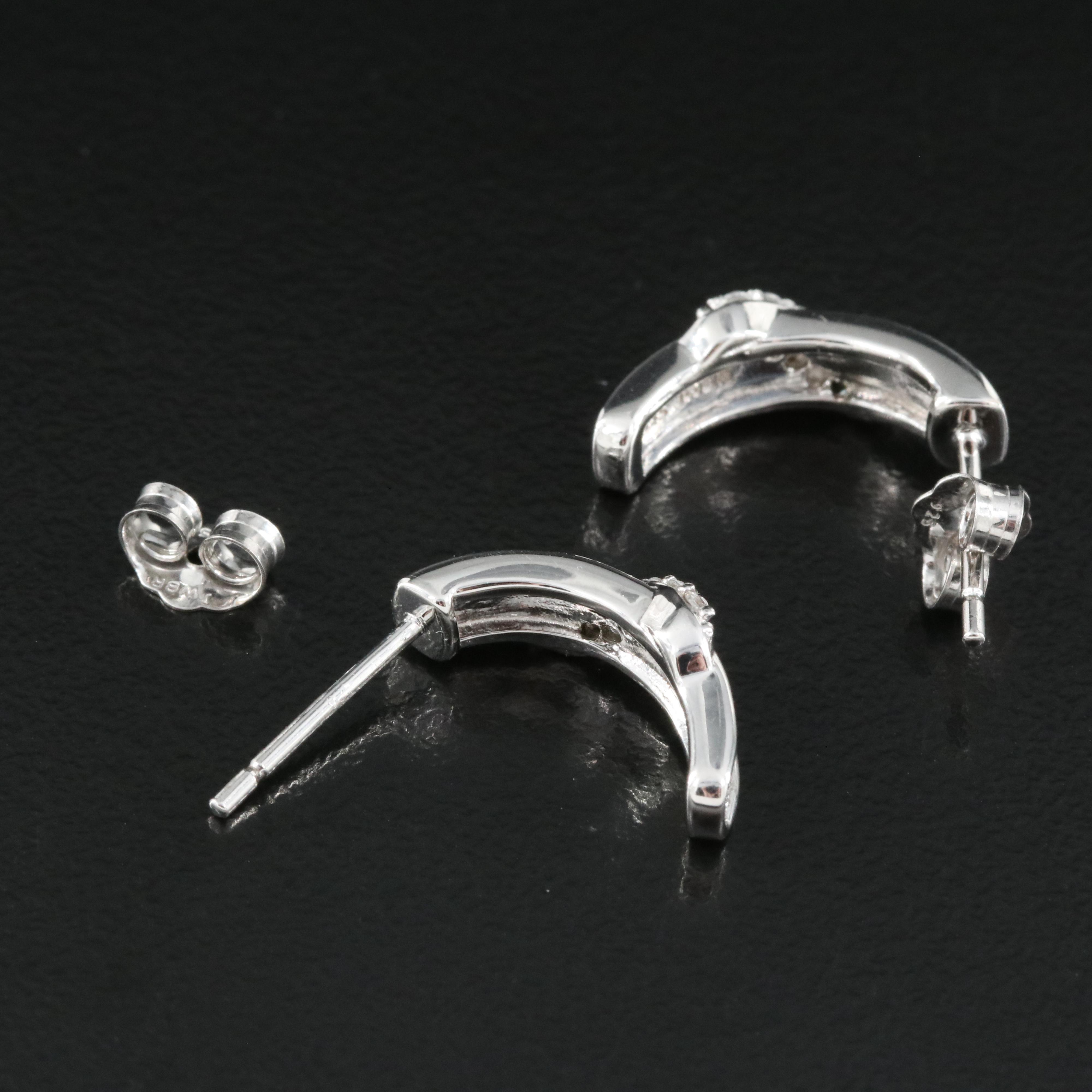 Sterling Cubic Zirconia J Hoop Earrings