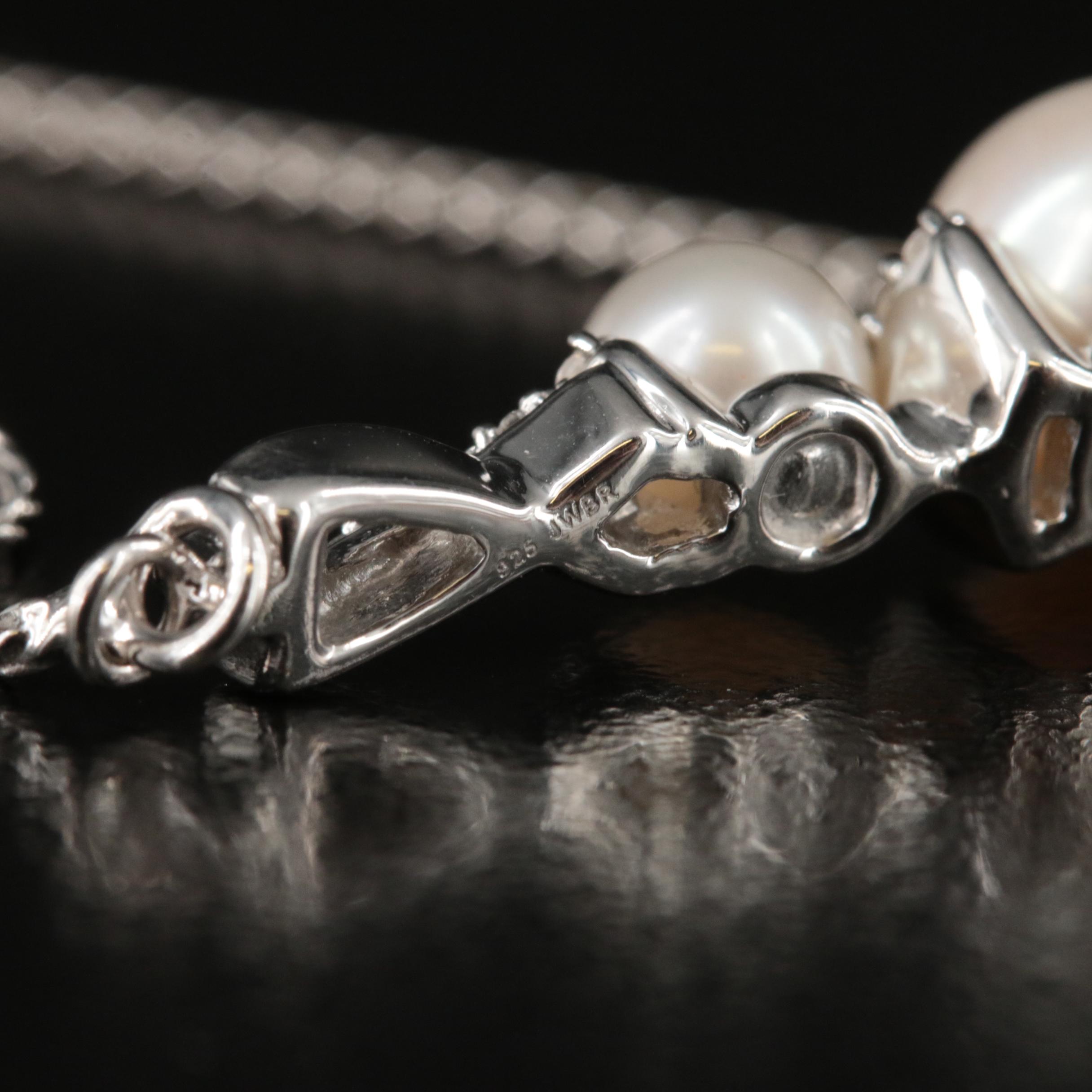 Sterling Pearl and Sapphire Bolo Bracelet