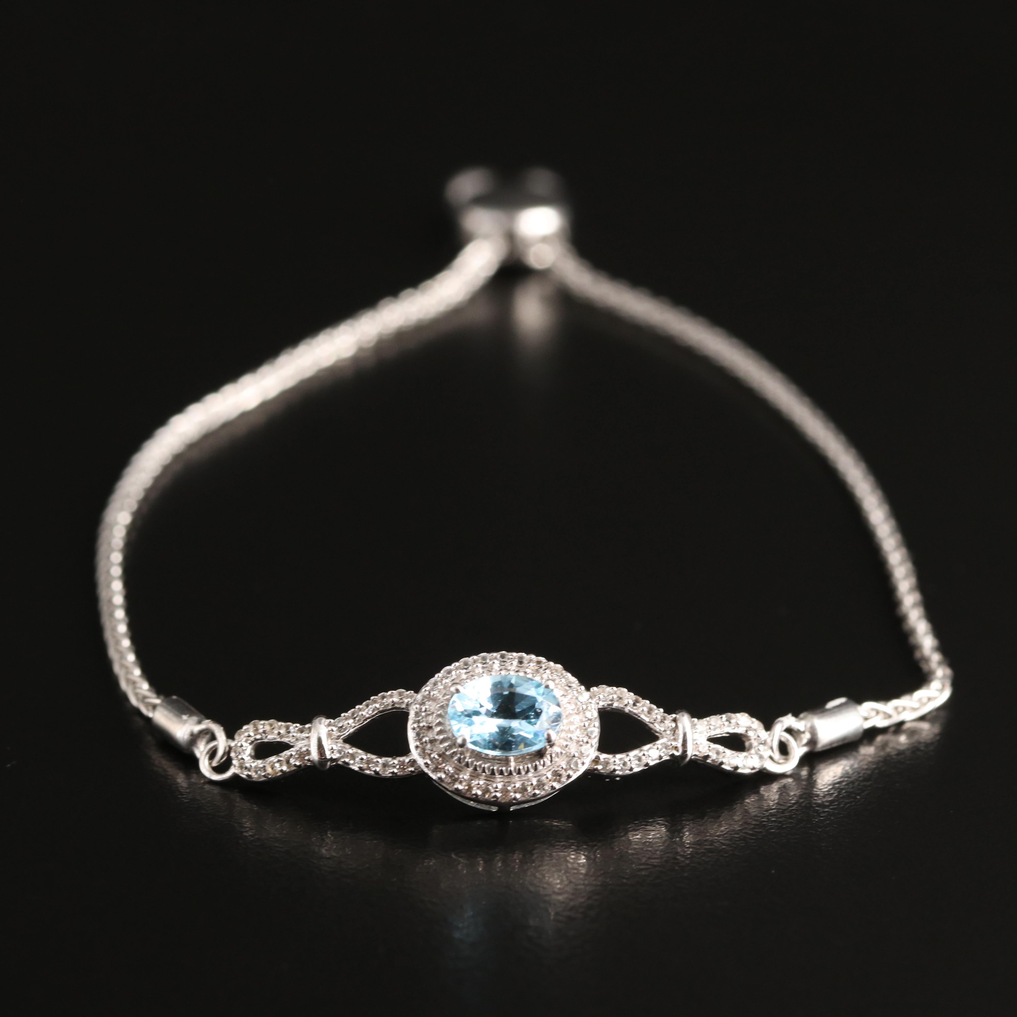 Sterling Topaz and Sapphire Bolo Bracelet