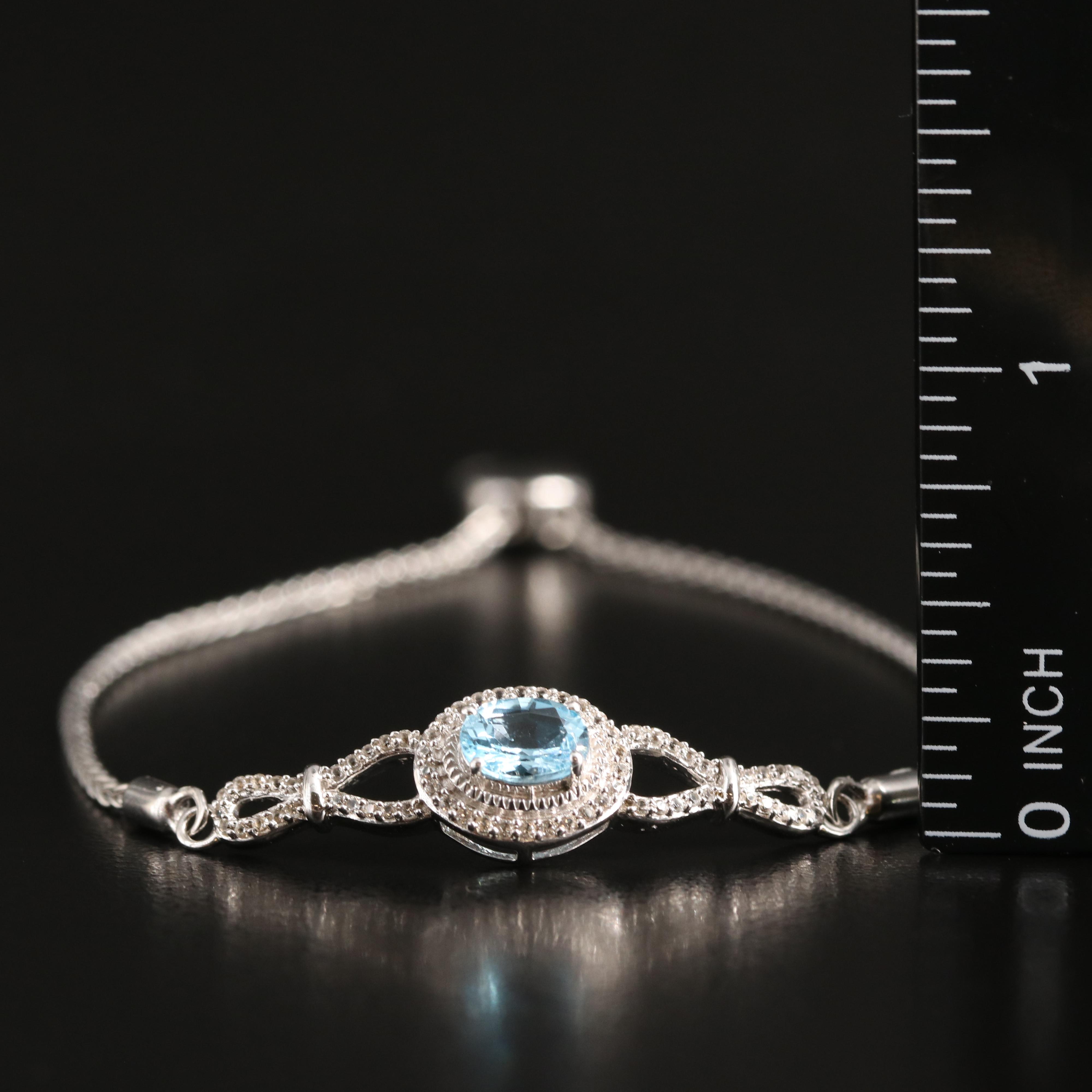 Sterling Topaz and Sapphire Bolo Bracelet