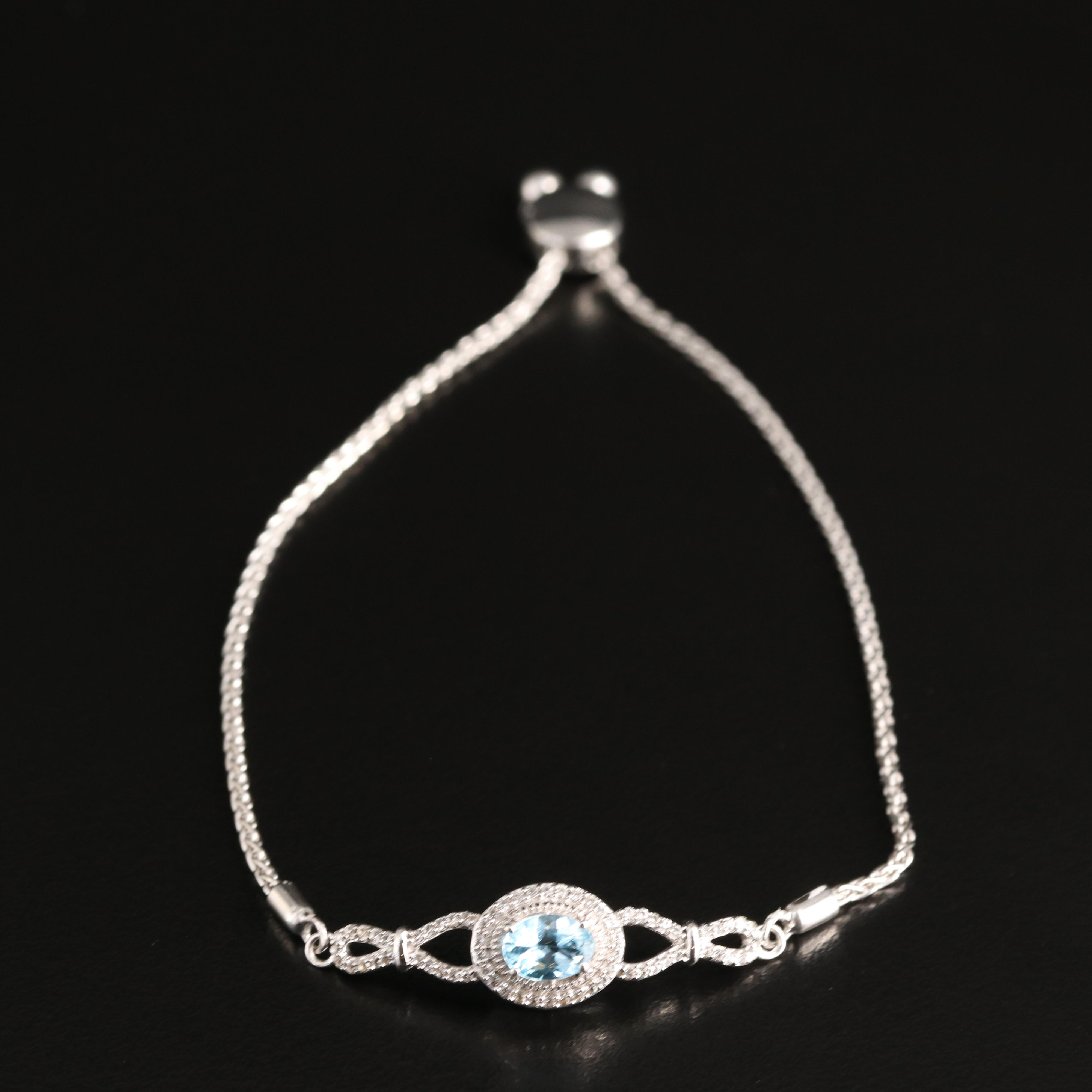 Sterling Topaz and Sapphire Bolo Bracelet