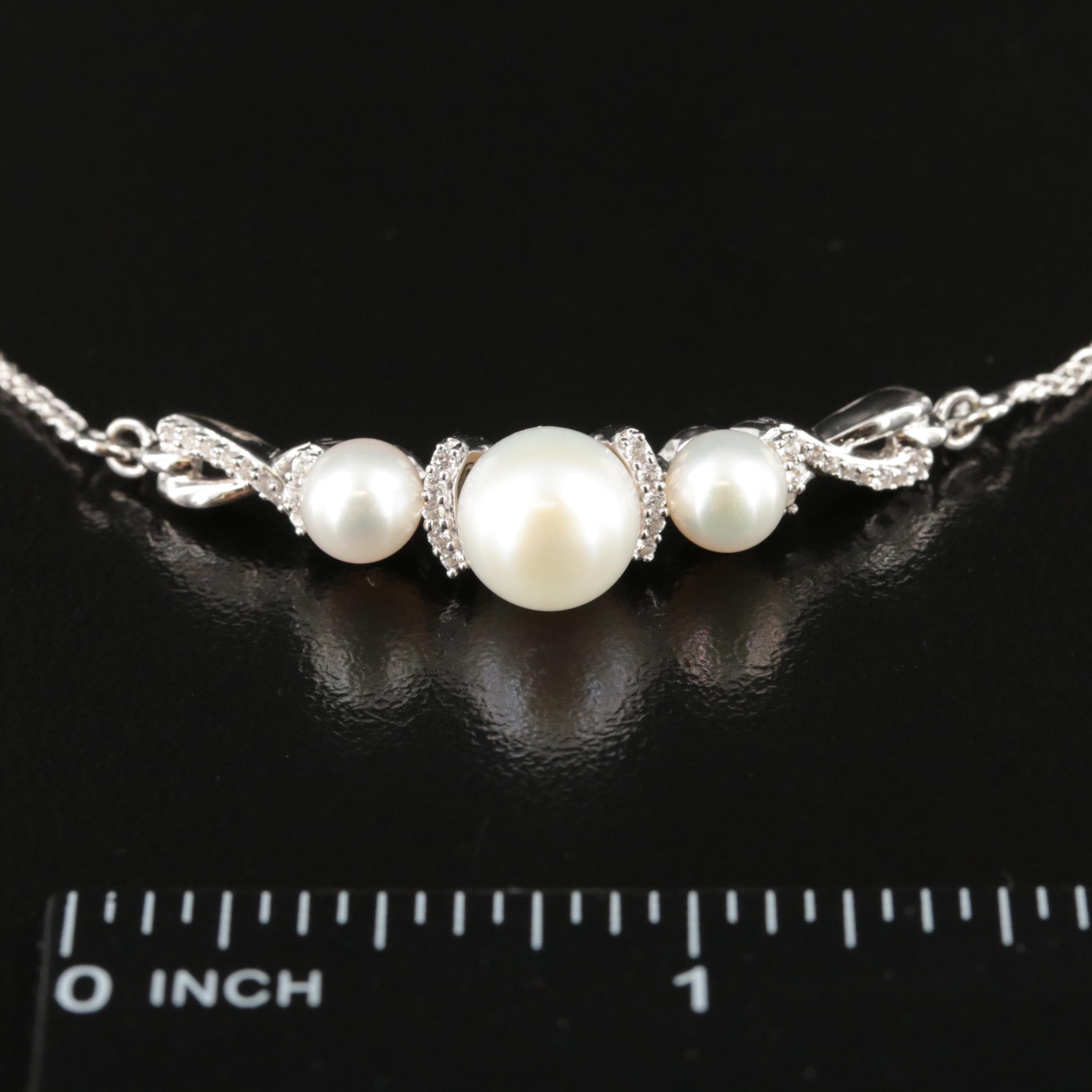 Sterling Pearl and Sapphire Bolo Bracelet