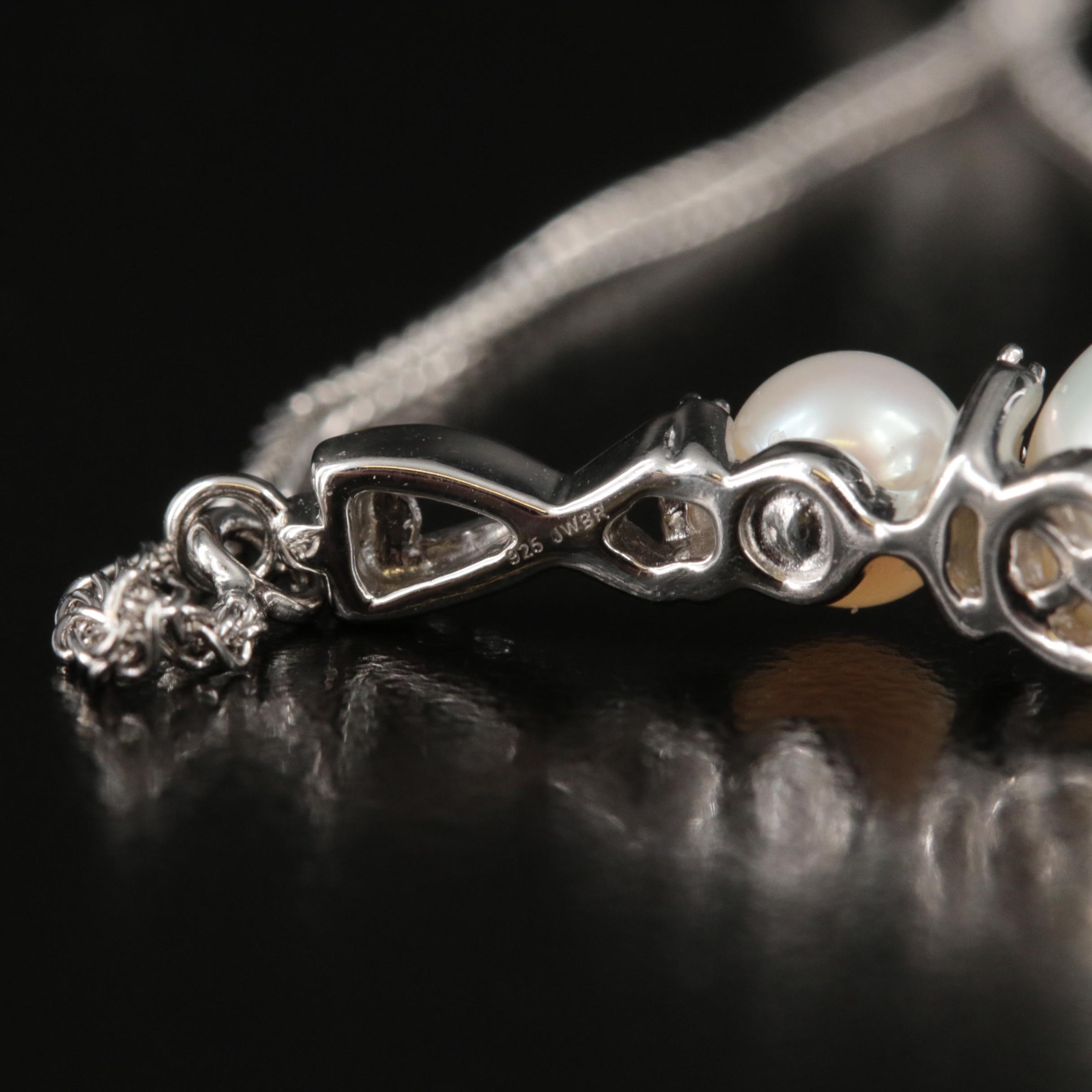 Sterling Pearl and Sapphire Bolo Bracelet