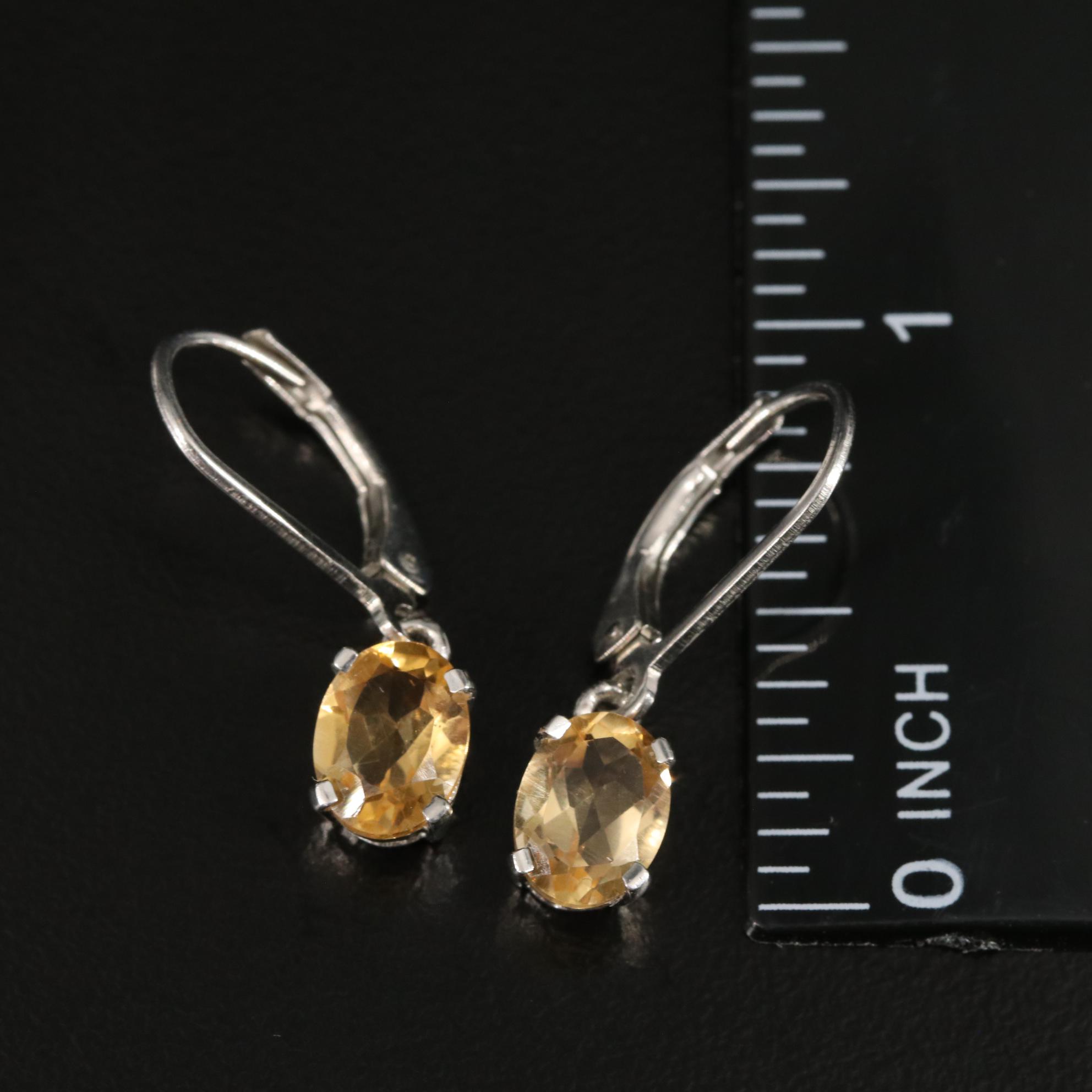 Sterling Citrine Drop Earrings