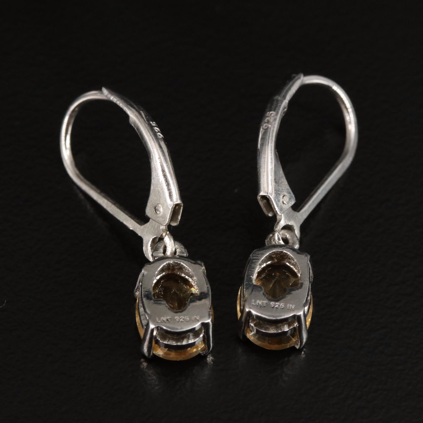 Sterling Citrine Drop Earrings