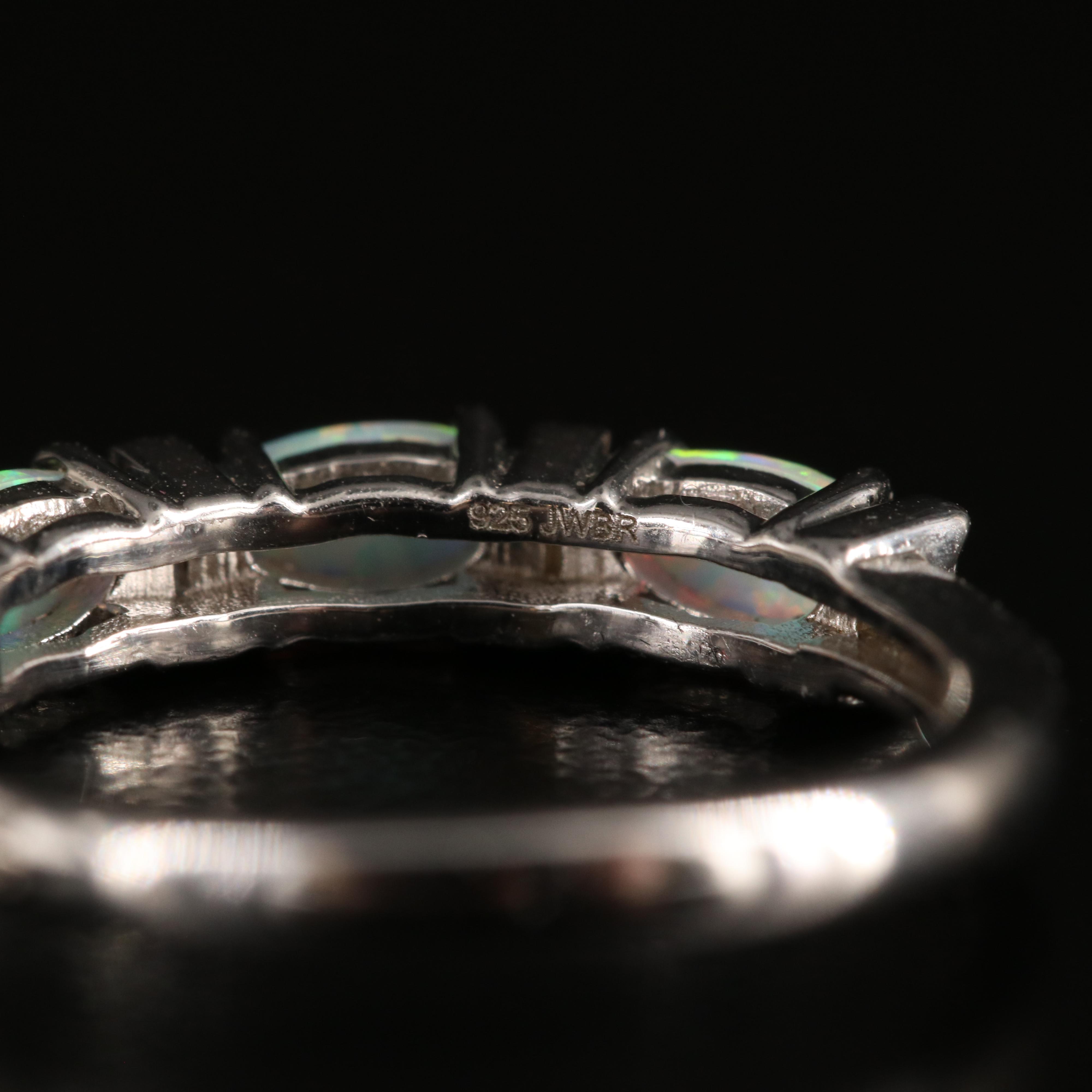 Sterling Opal and Diamond Hoop Earrings