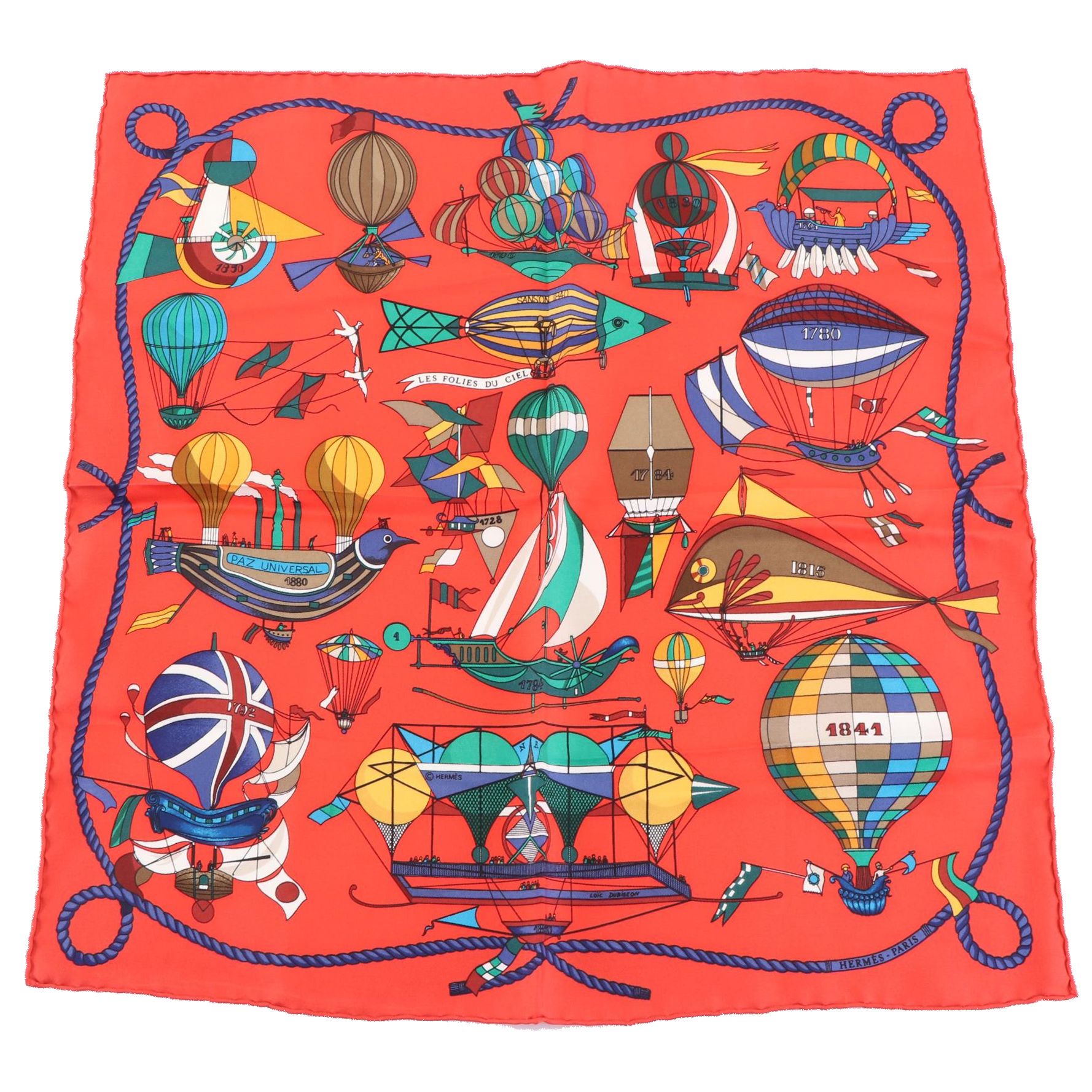 Hermès "Les Folies du Ciel" Scarf 45 in Silk Twill
