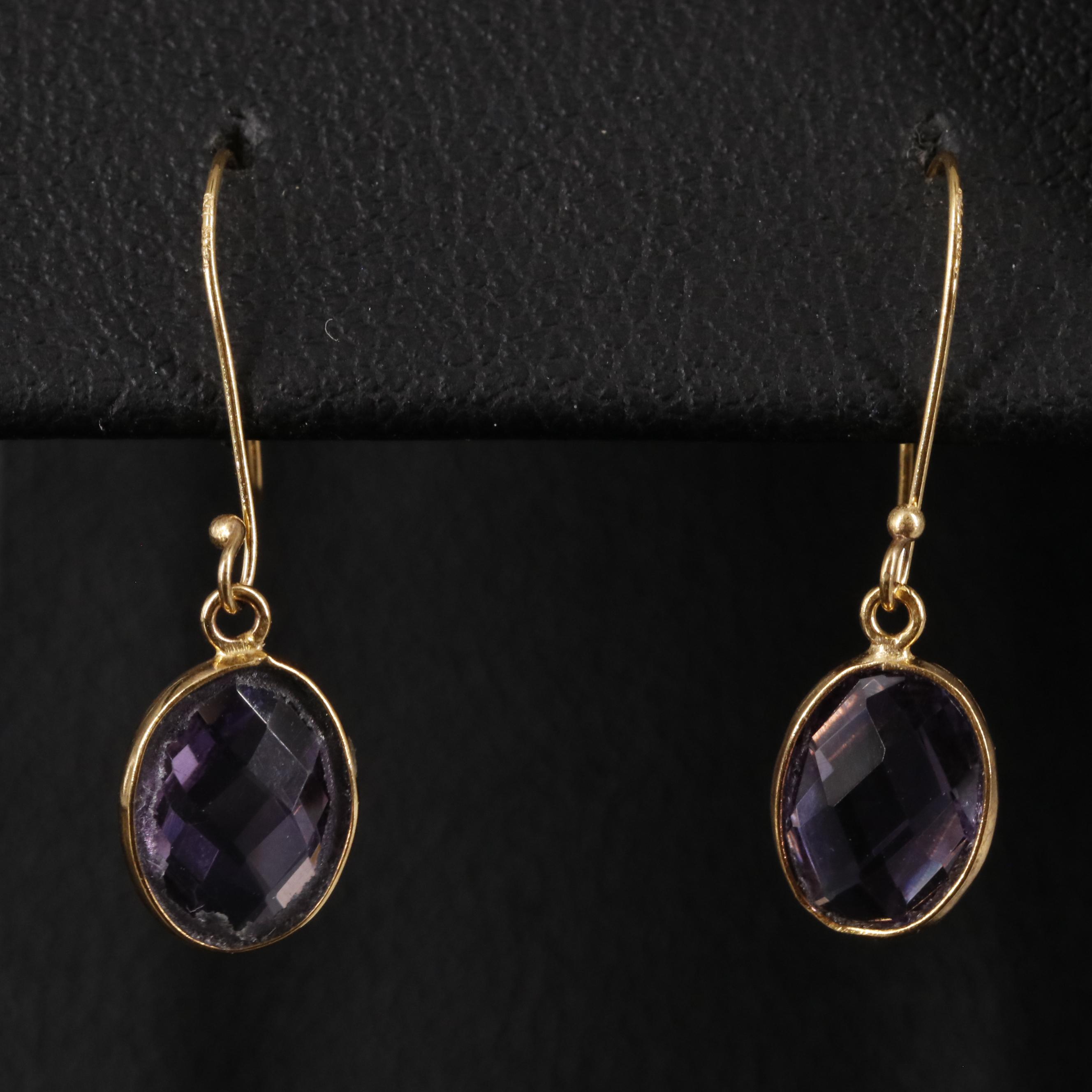 14K Amethyst Drop Earrings