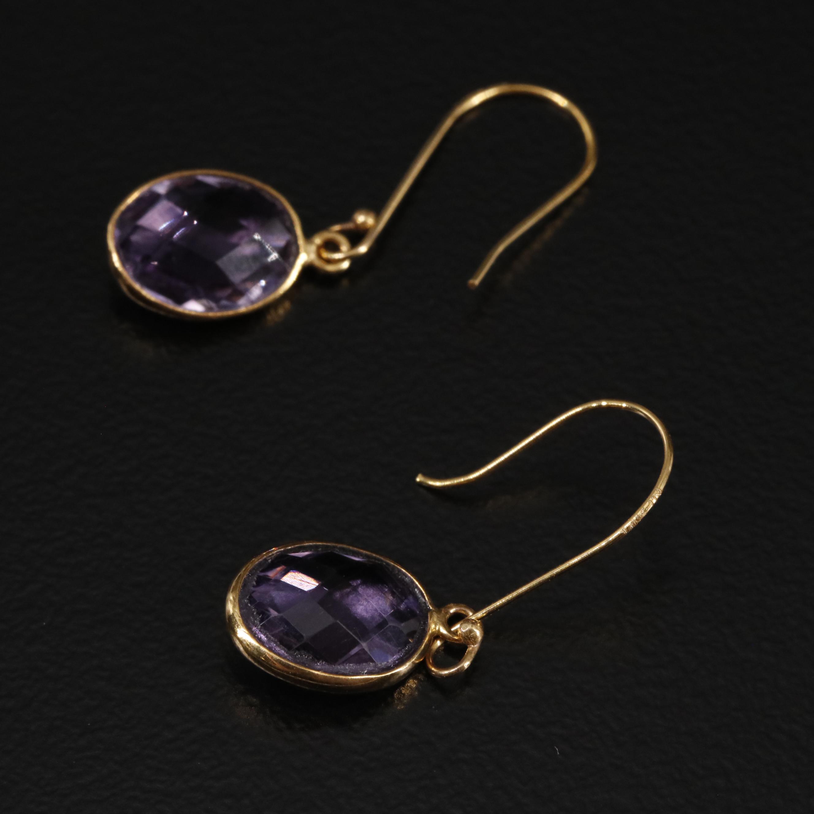 14K Amethyst Drop Earrings