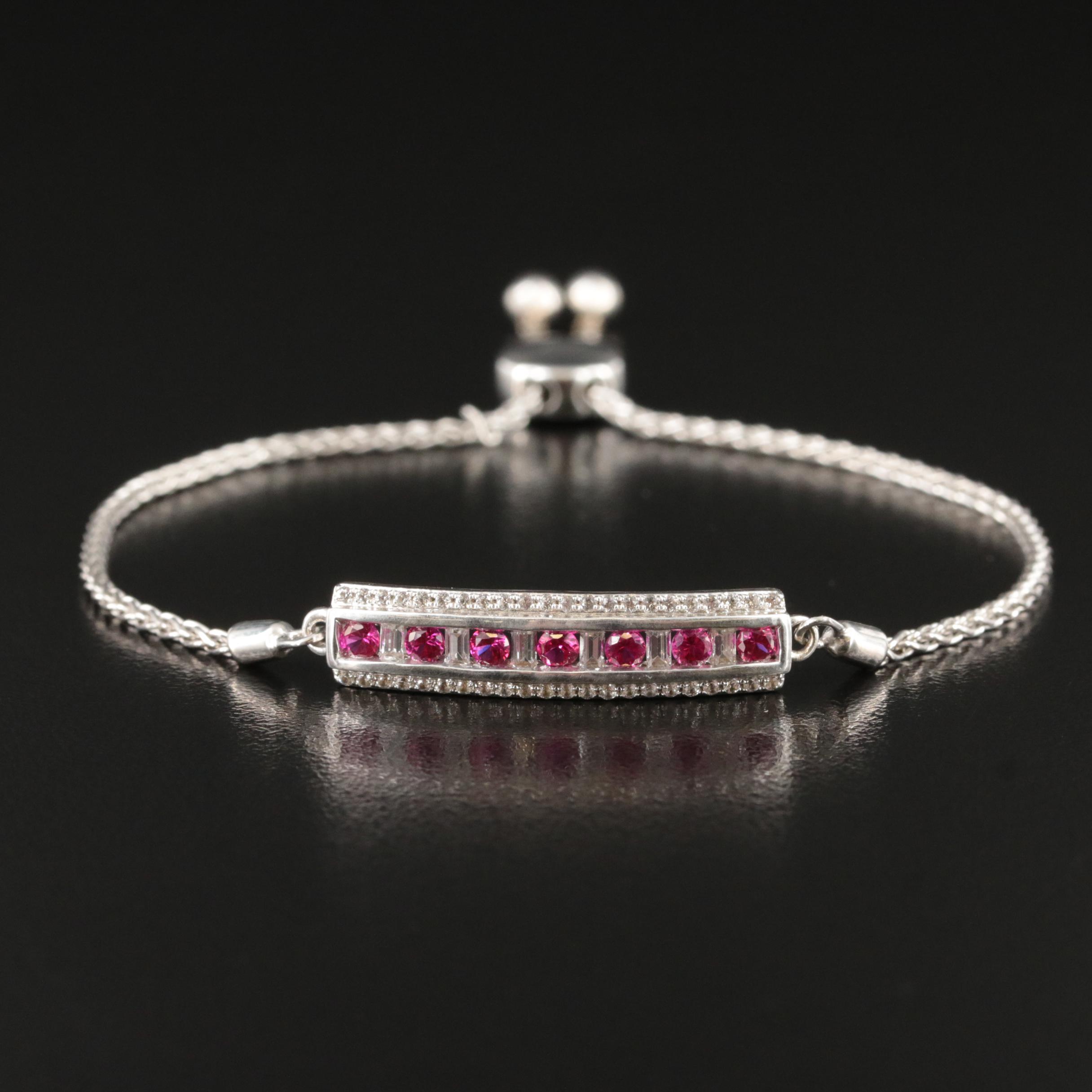 Sterling Ruby and Sapphire Bolo Bracelet