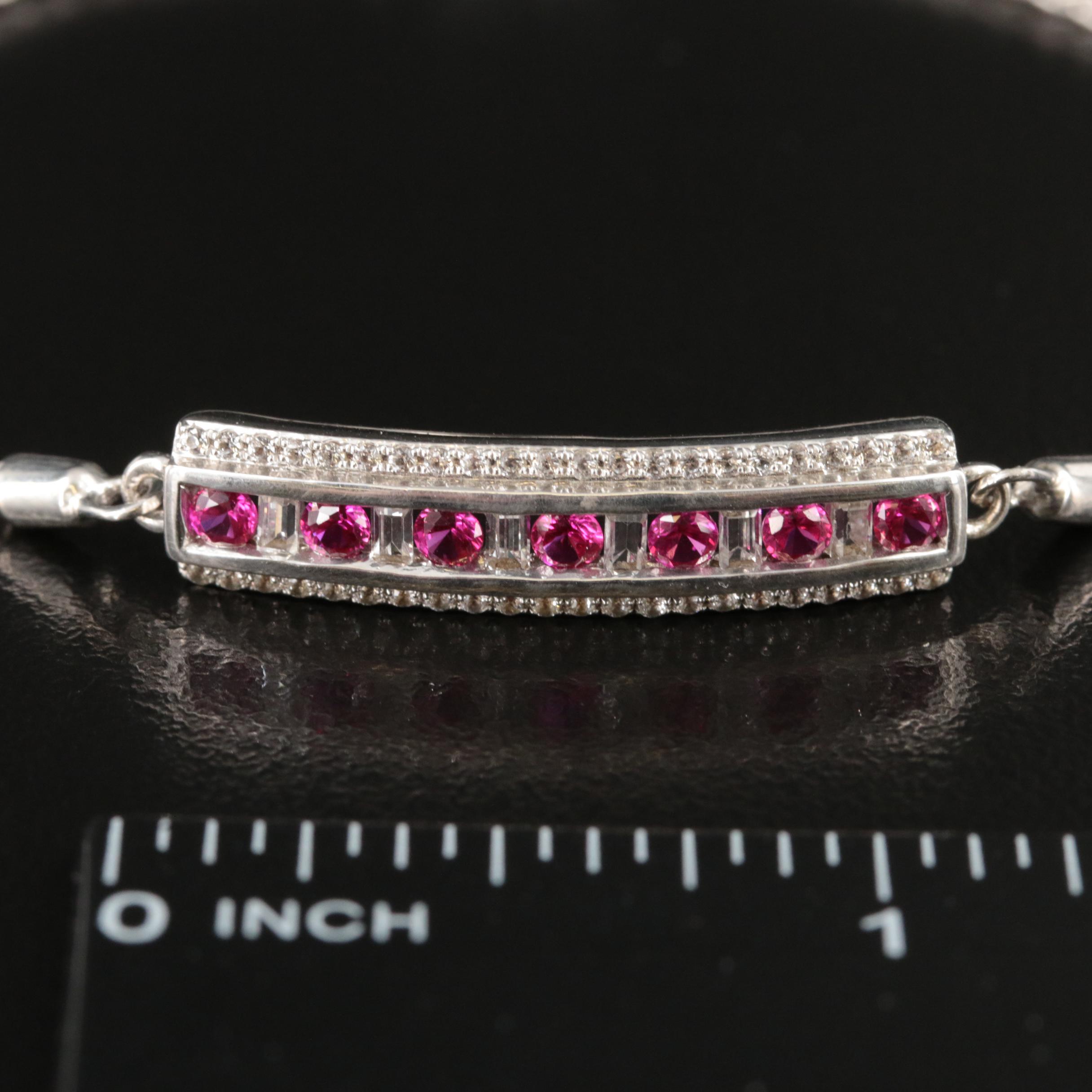 Sterling Ruby and Sapphire Bolo Bracelet