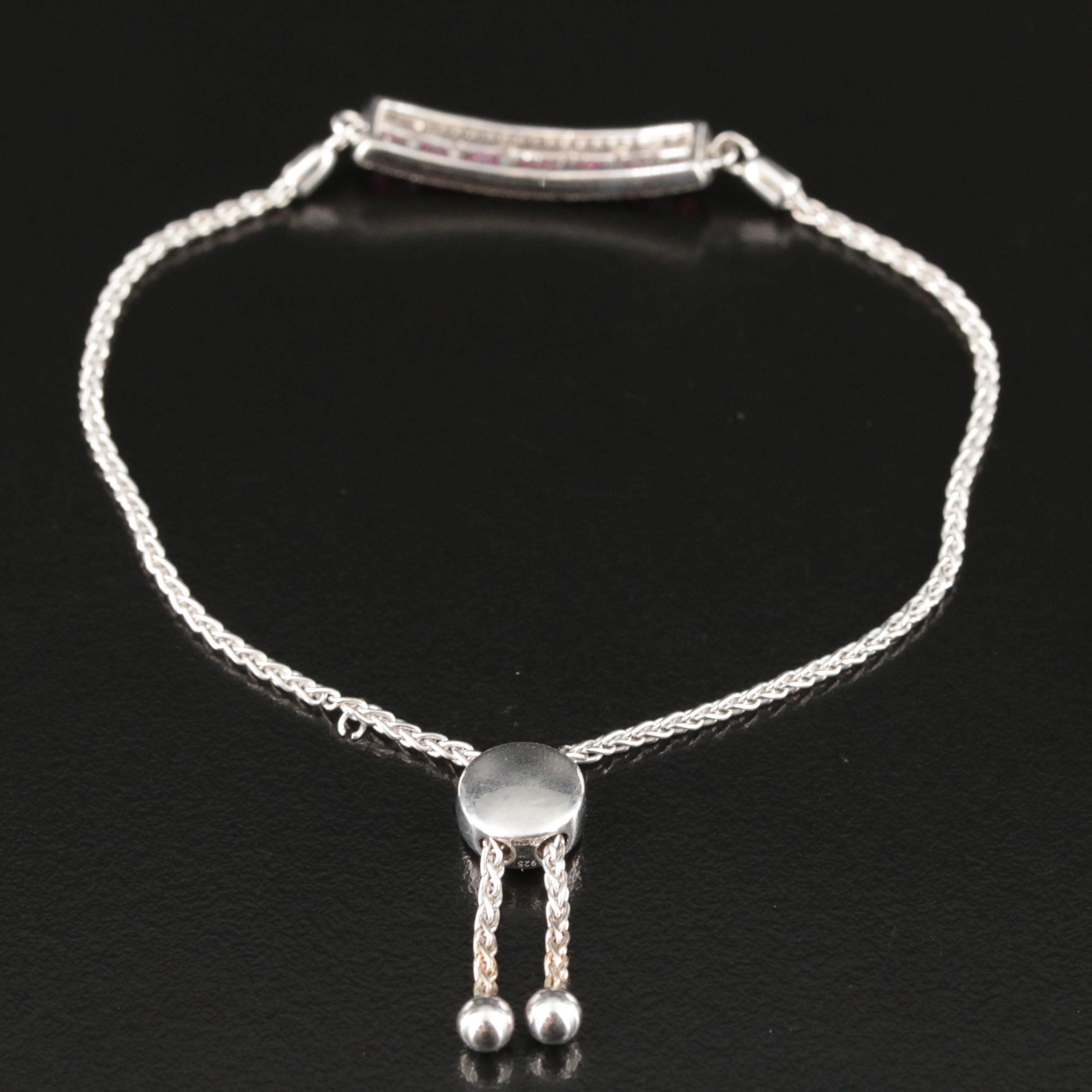 Sterling Ruby and Sapphire Bolo Bracelet