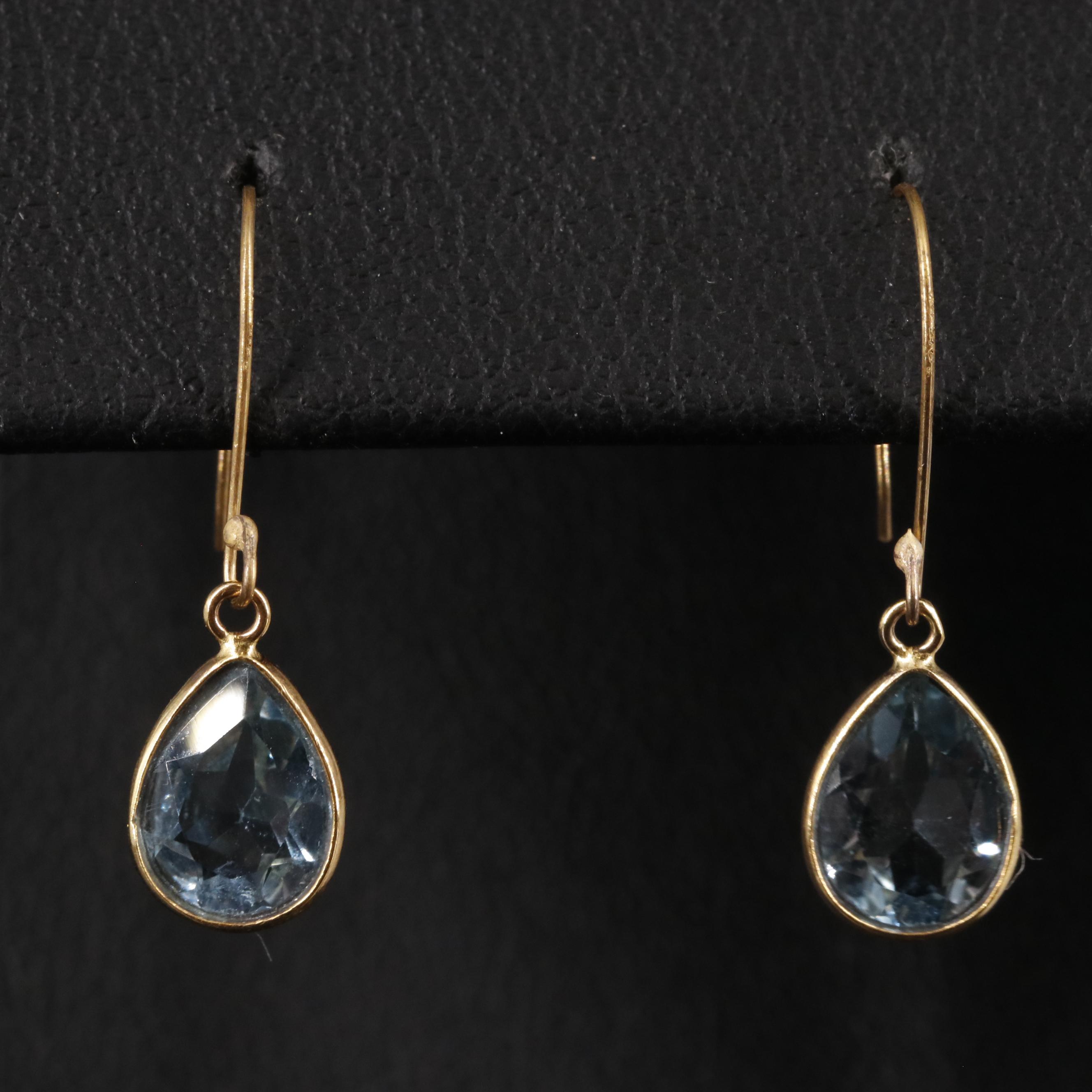 14K Blue Topaz Drop Earrings