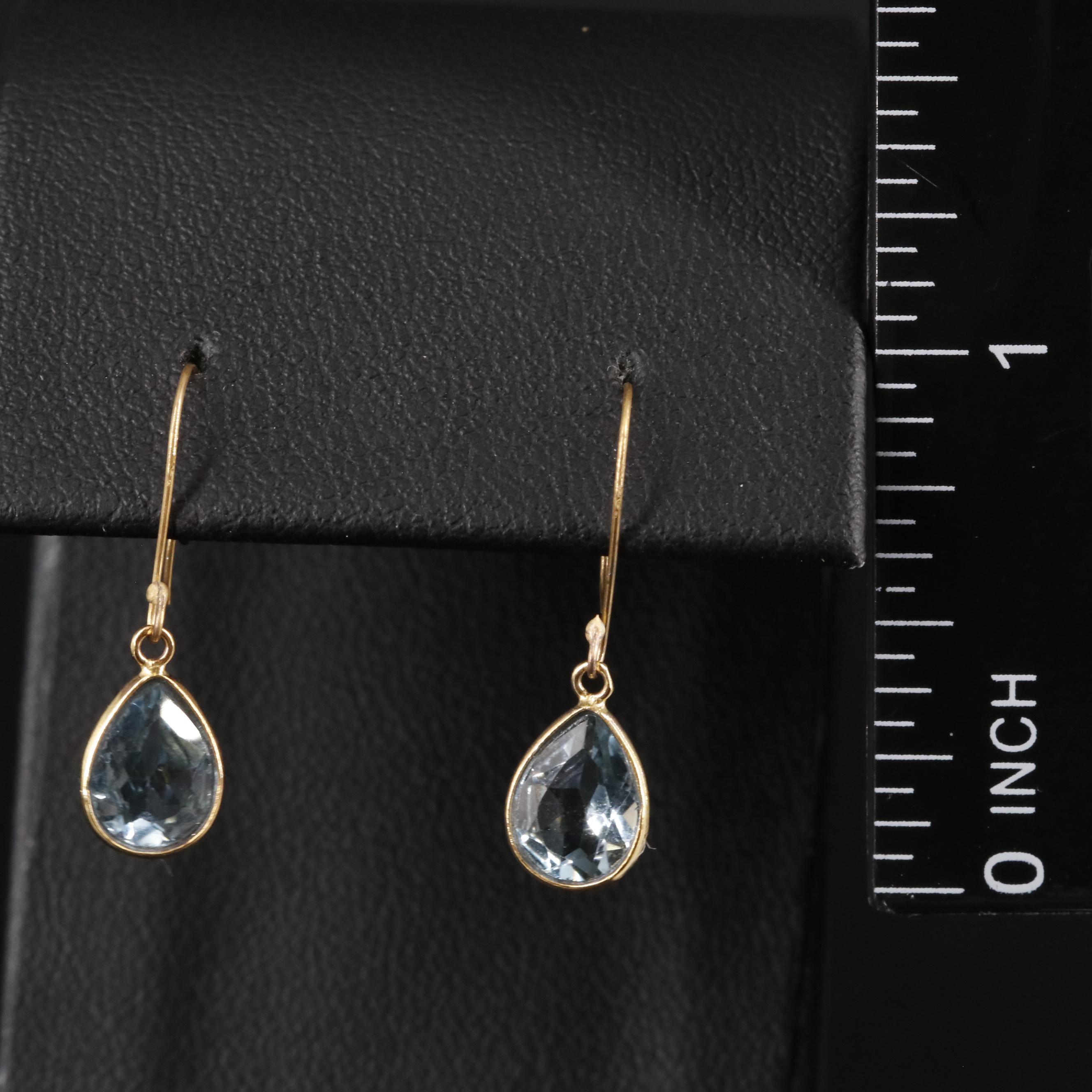 14K Blue Topaz Drop Earrings