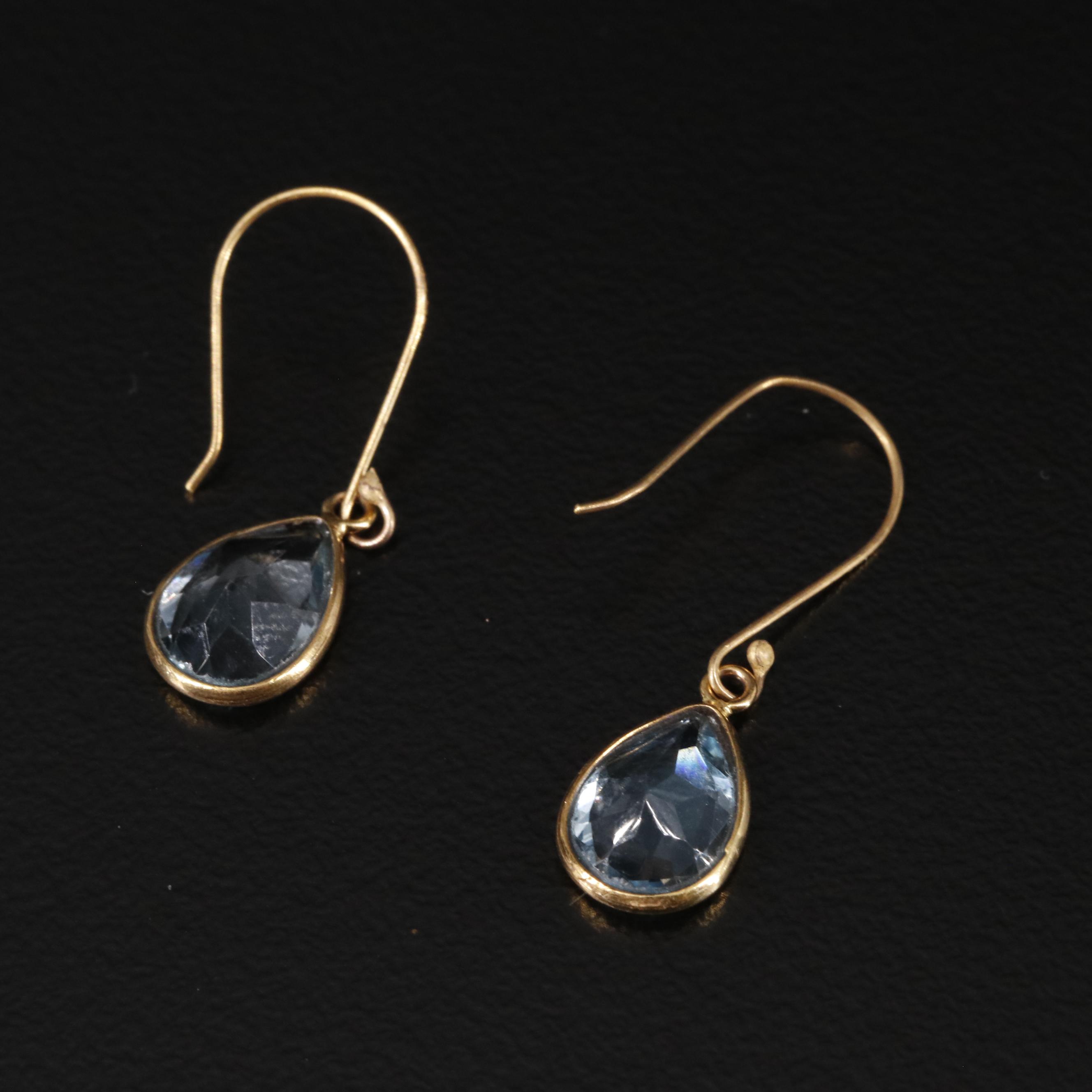 14K Blue Topaz Drop Earrings